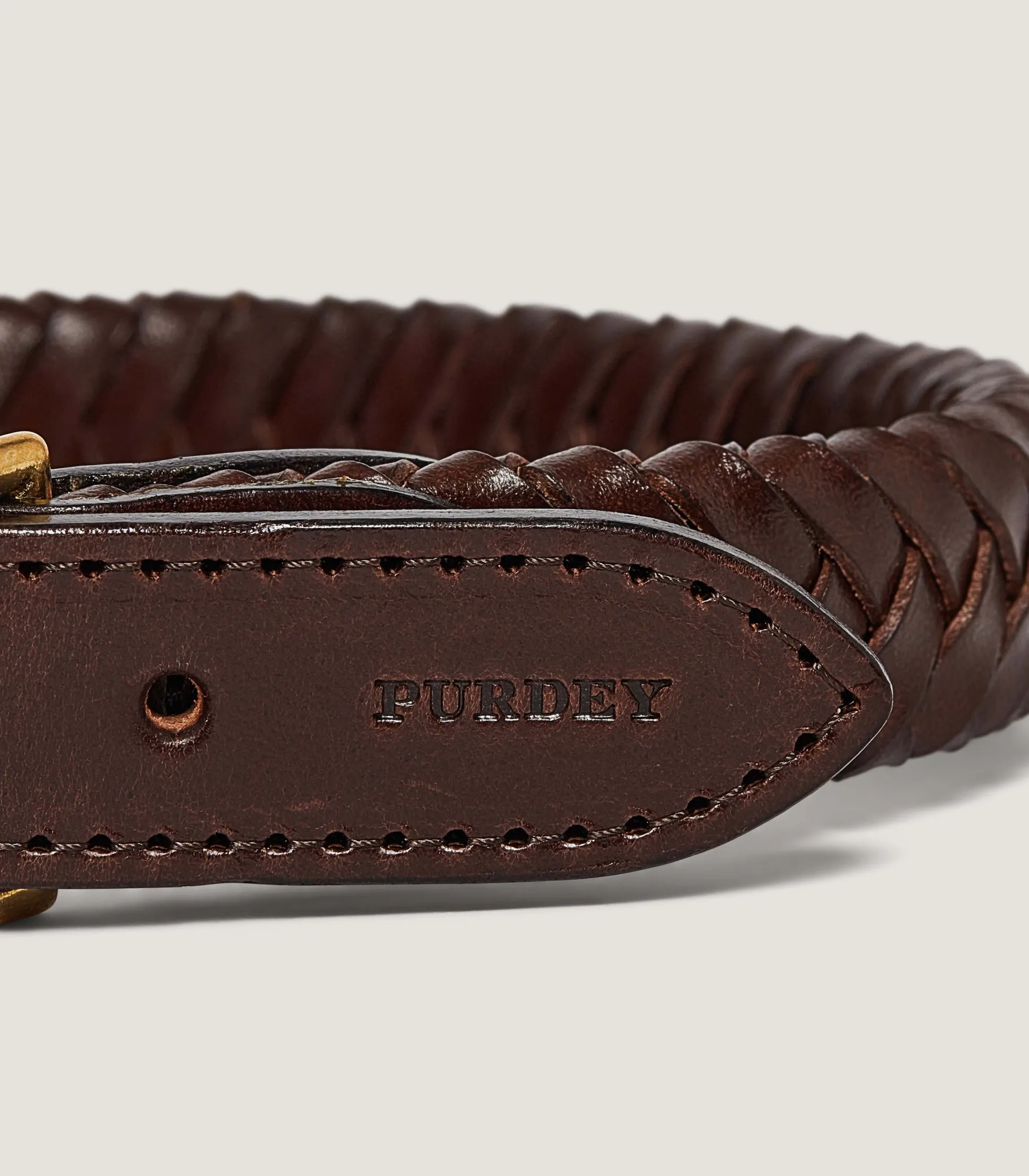 Purdey Braided Leather Dog Collar in Dark Brown