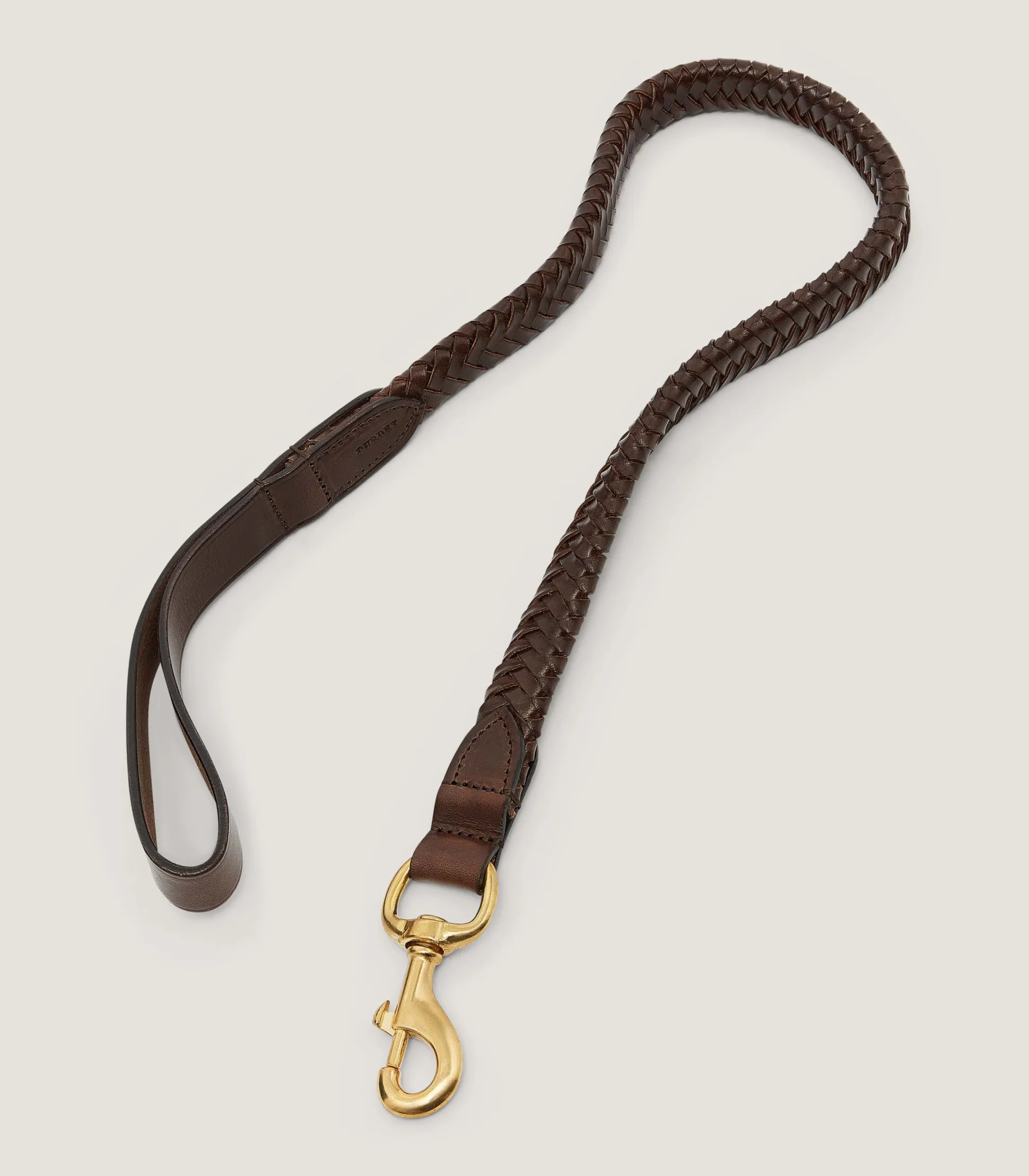 Purdey Braided Leather Dog Lead in Dark Brown