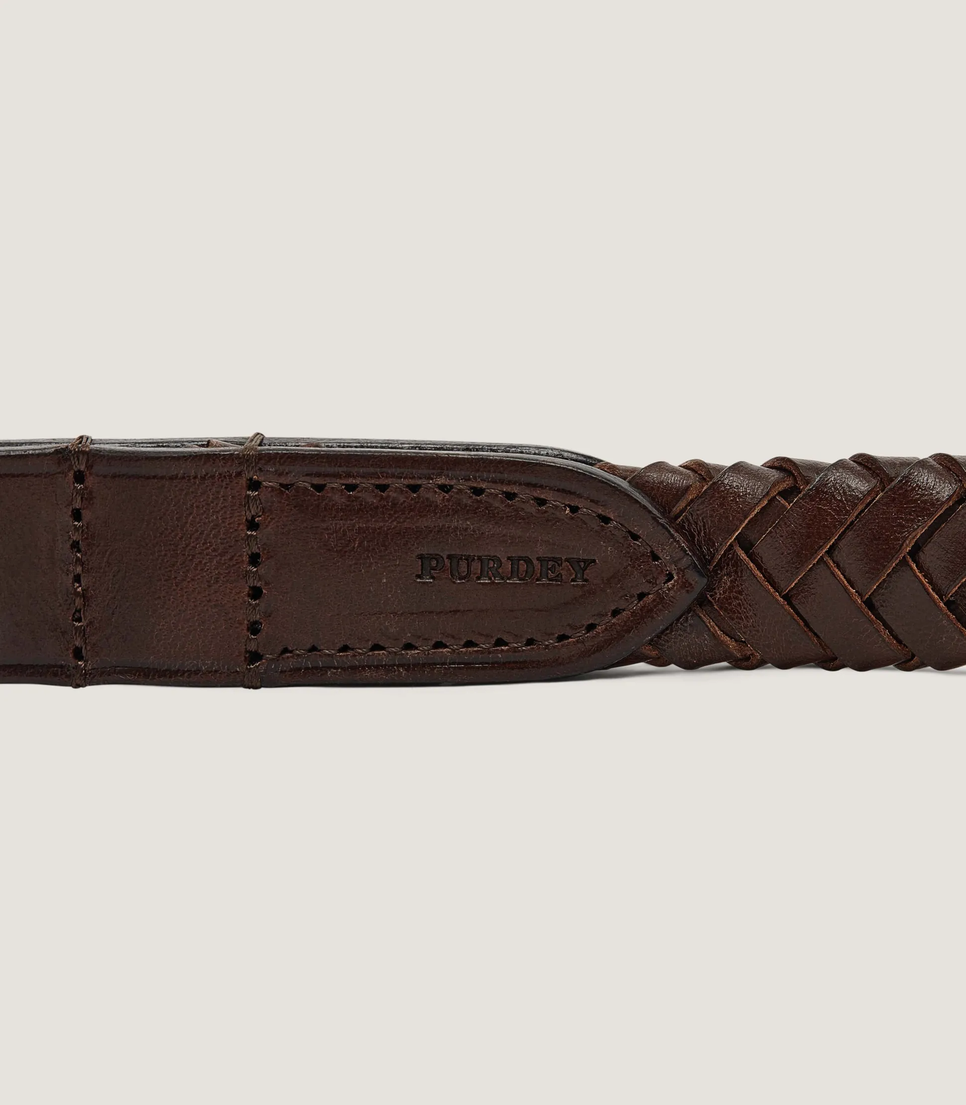 Purdey Braided Leather Dog Lead in Dark Brown