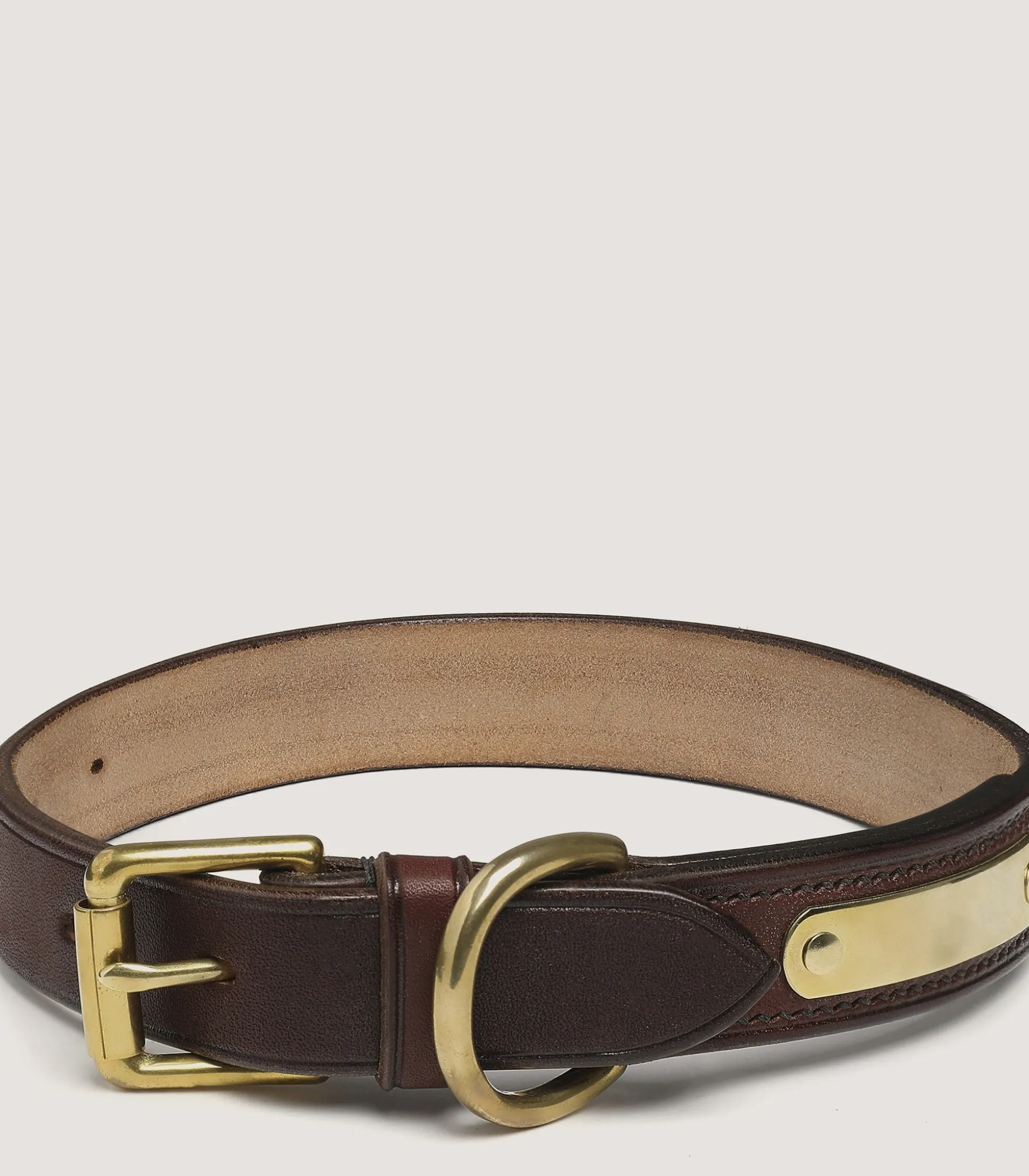 Purdey Bridle Leather Dog Collar In Brown.