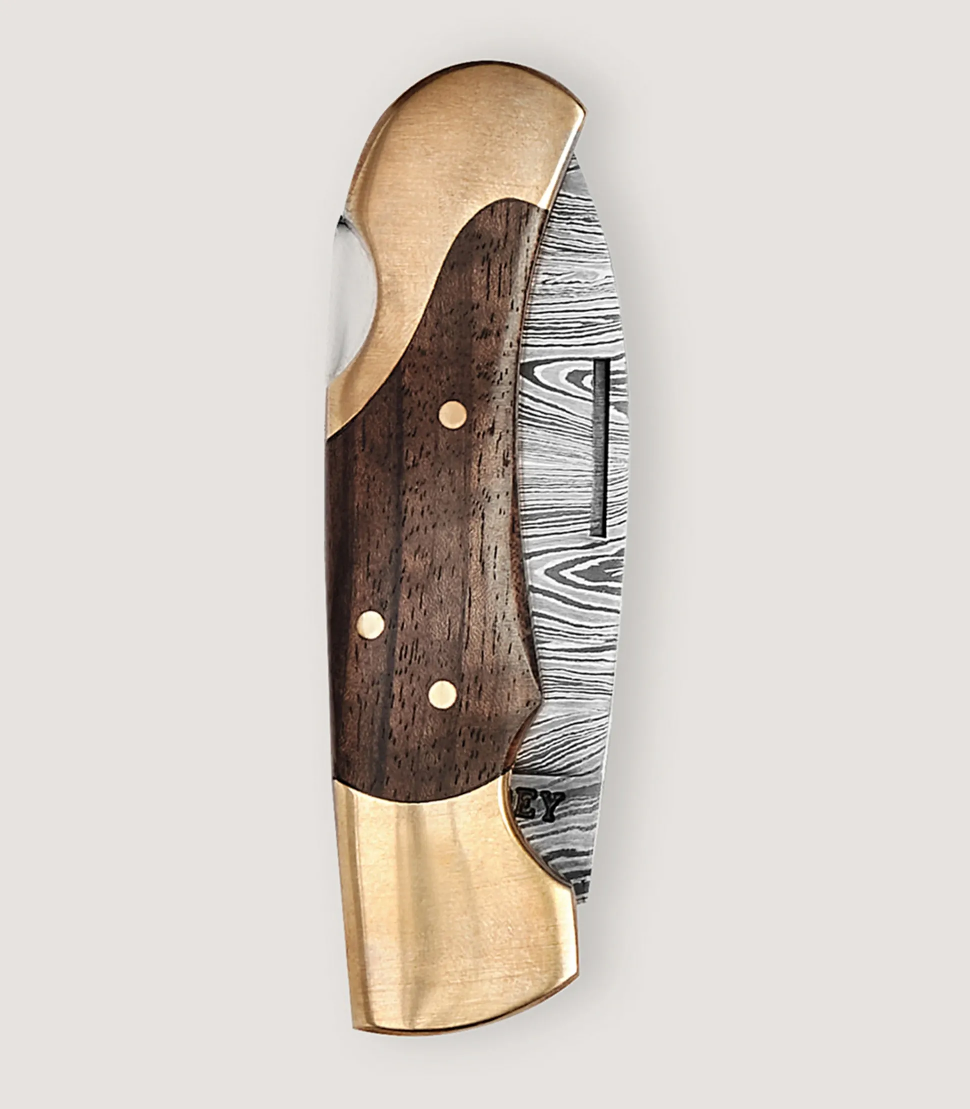 Purdey Damascus Folding Knife In Walnut