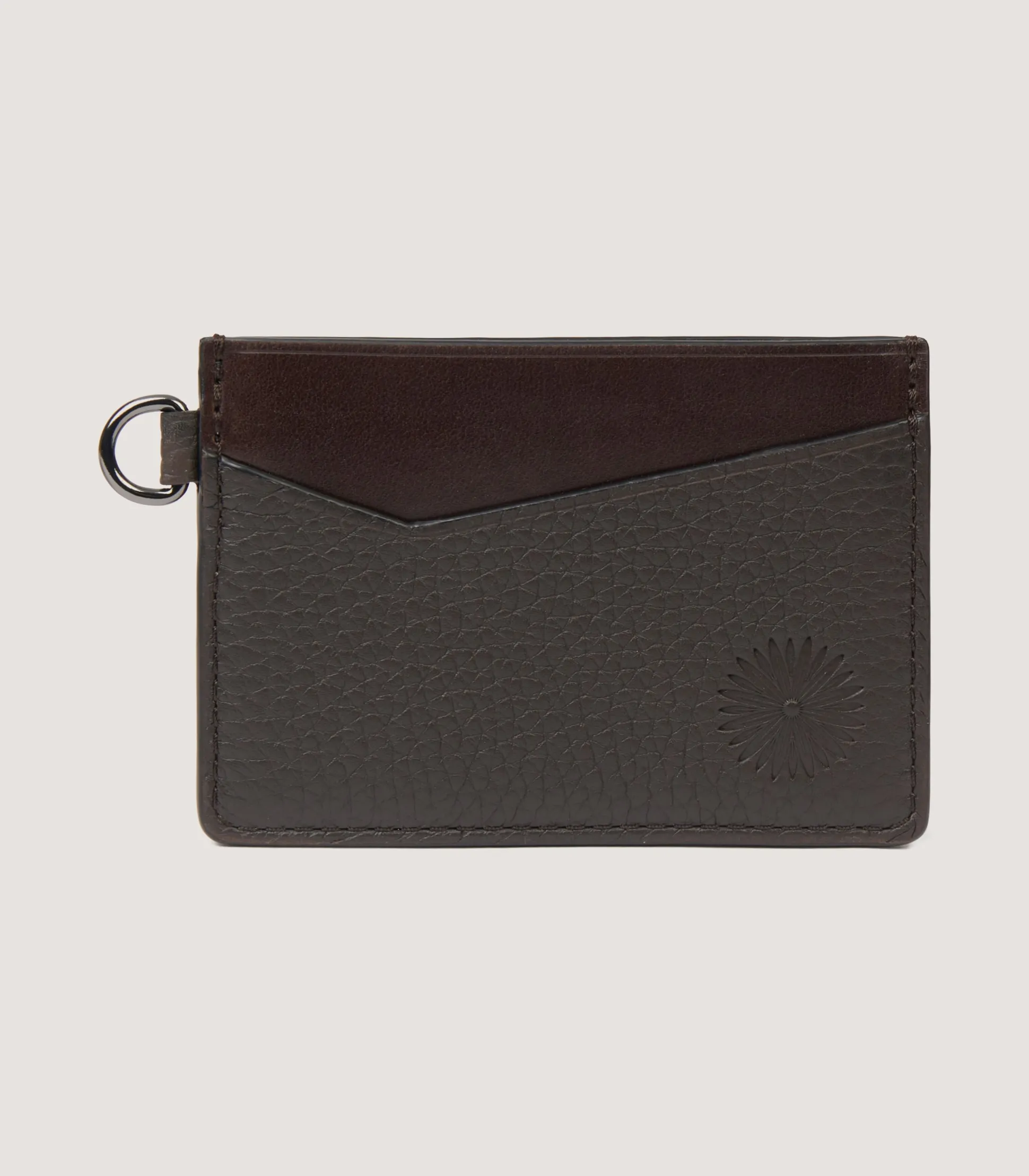 Purdey Featherburst Card Holder With D Ring In Dark Brown