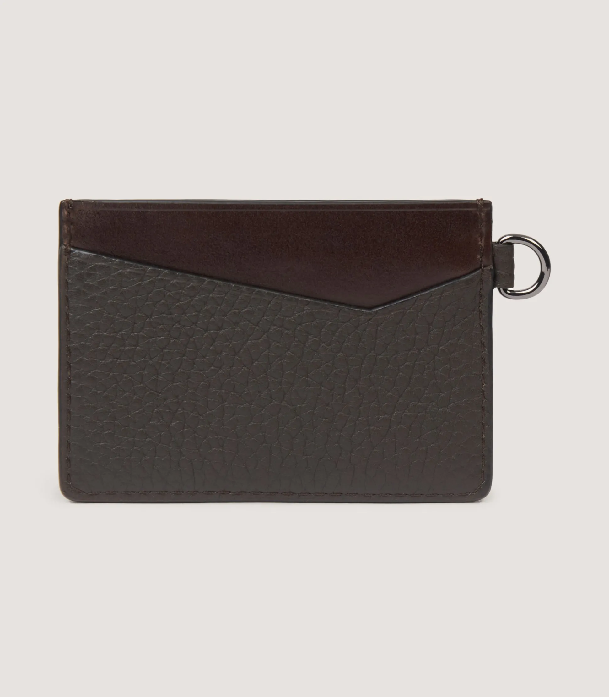 Purdey Featherburst Card Holder With D Ring In Dark Brown