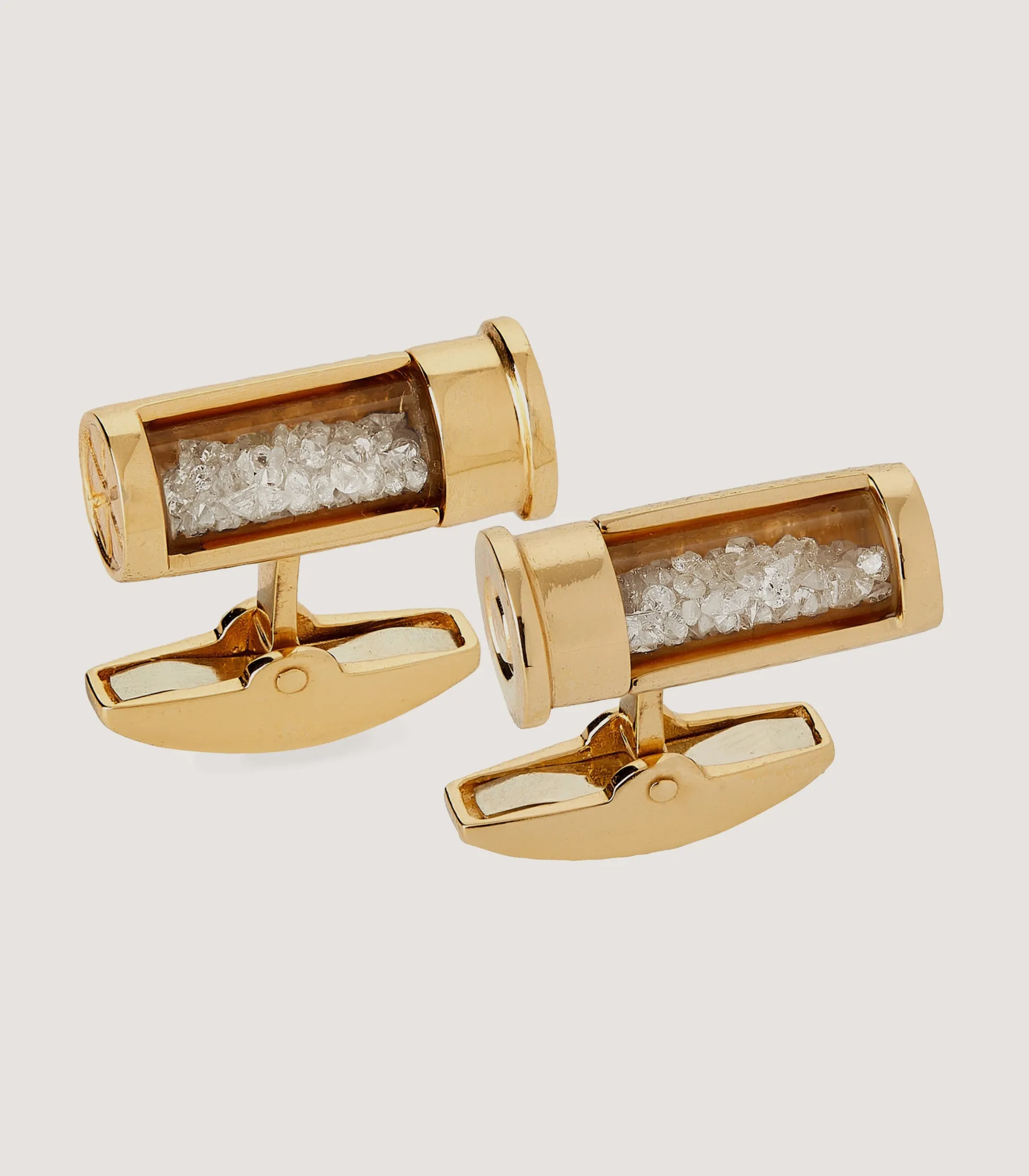 Purdey Gold Cartridge Cufflinks With Diamonds In Silver