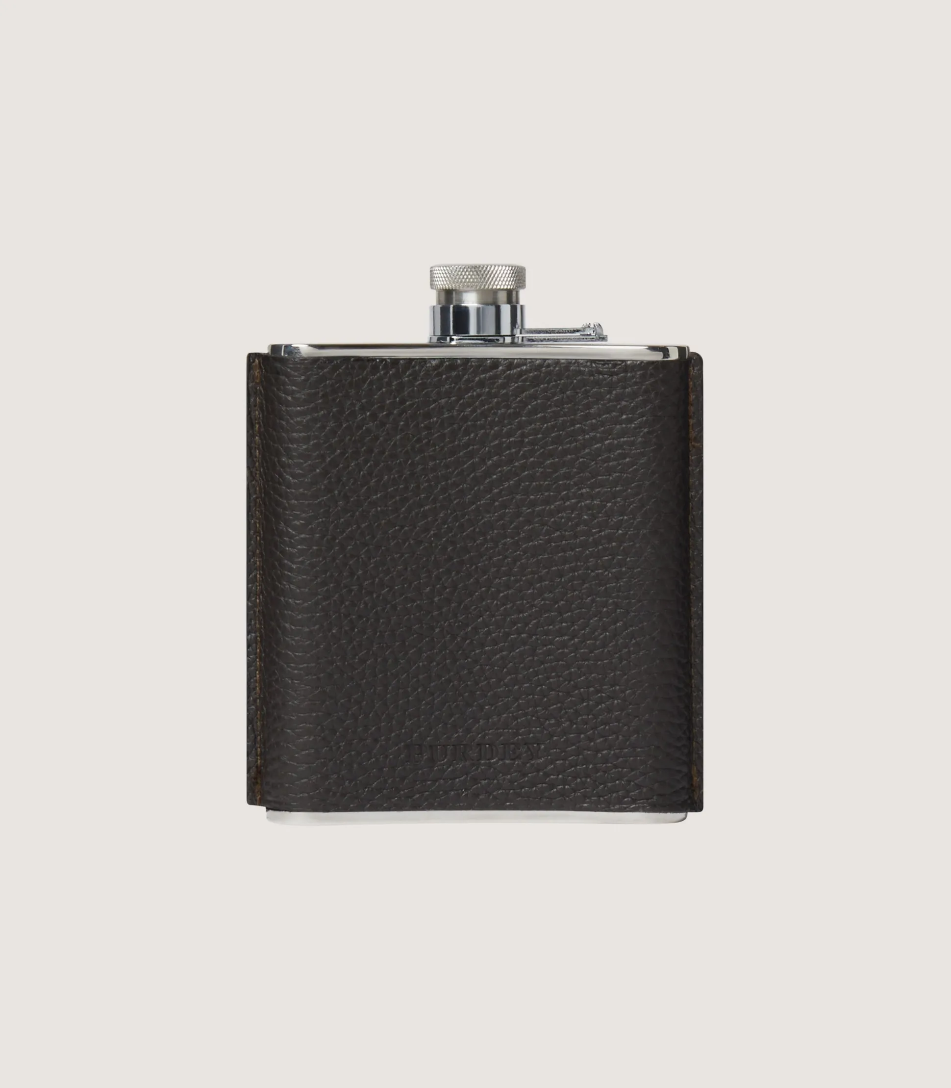 Purdey Grain Leather Hip Flask In Olive Green