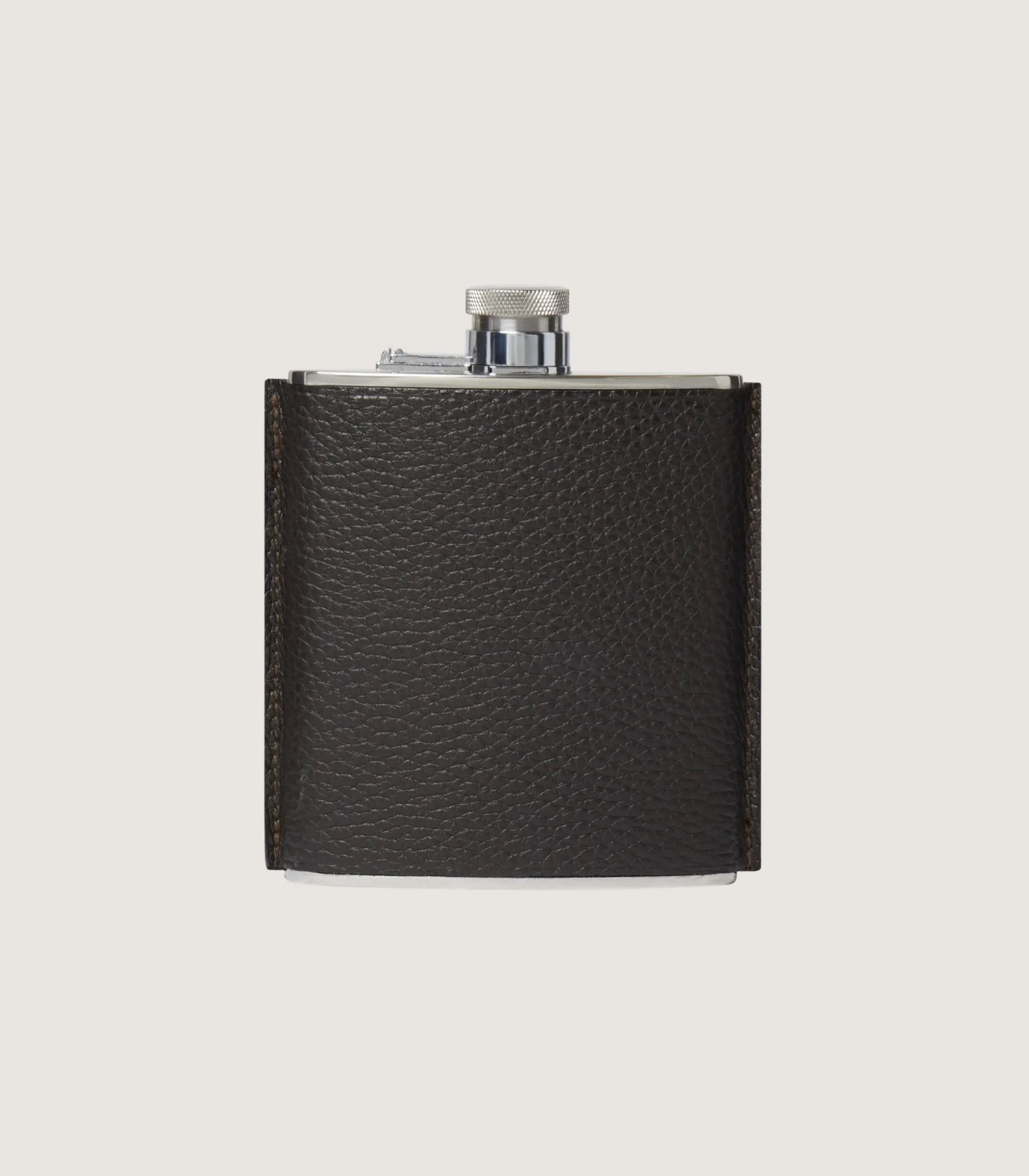 Purdey Grain Leather Hip Flask In Olive Green