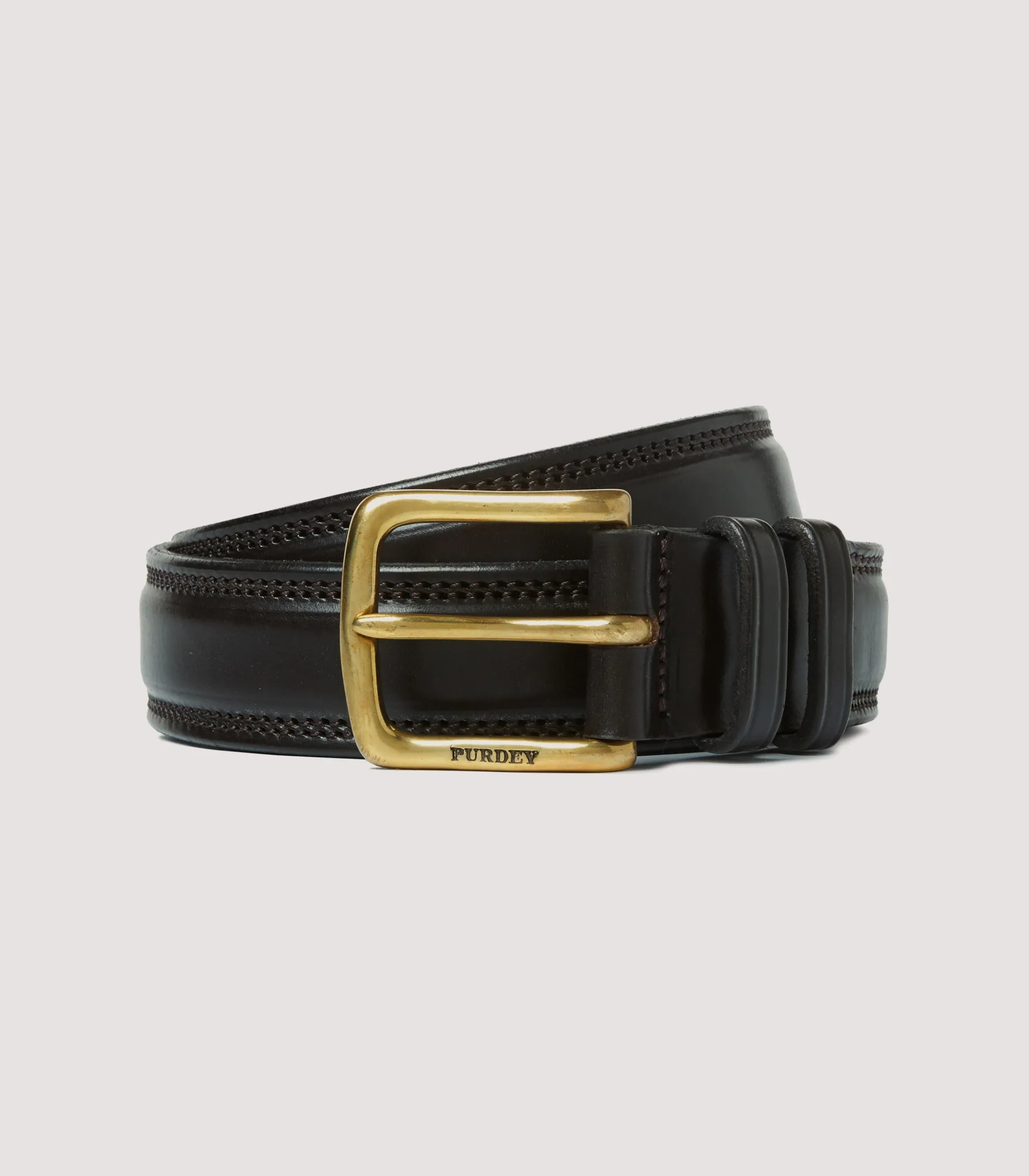 Purdey Lined Bridle Leather Belt In Dark Brown