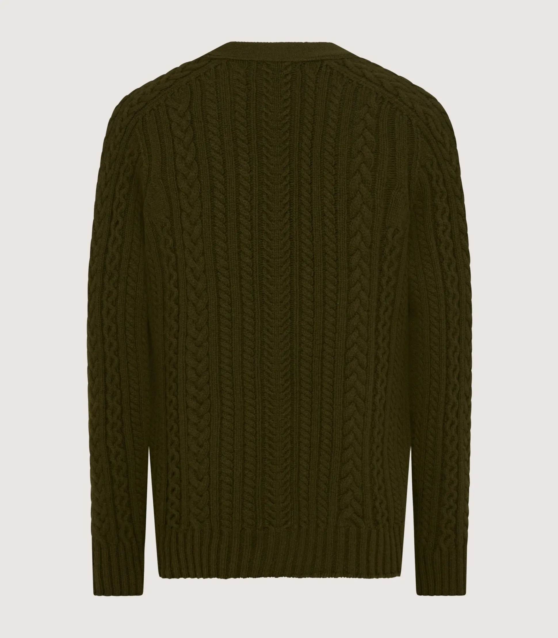 Purdey Men's Cashmere Cable And Rib V Neck Cardigan In Military