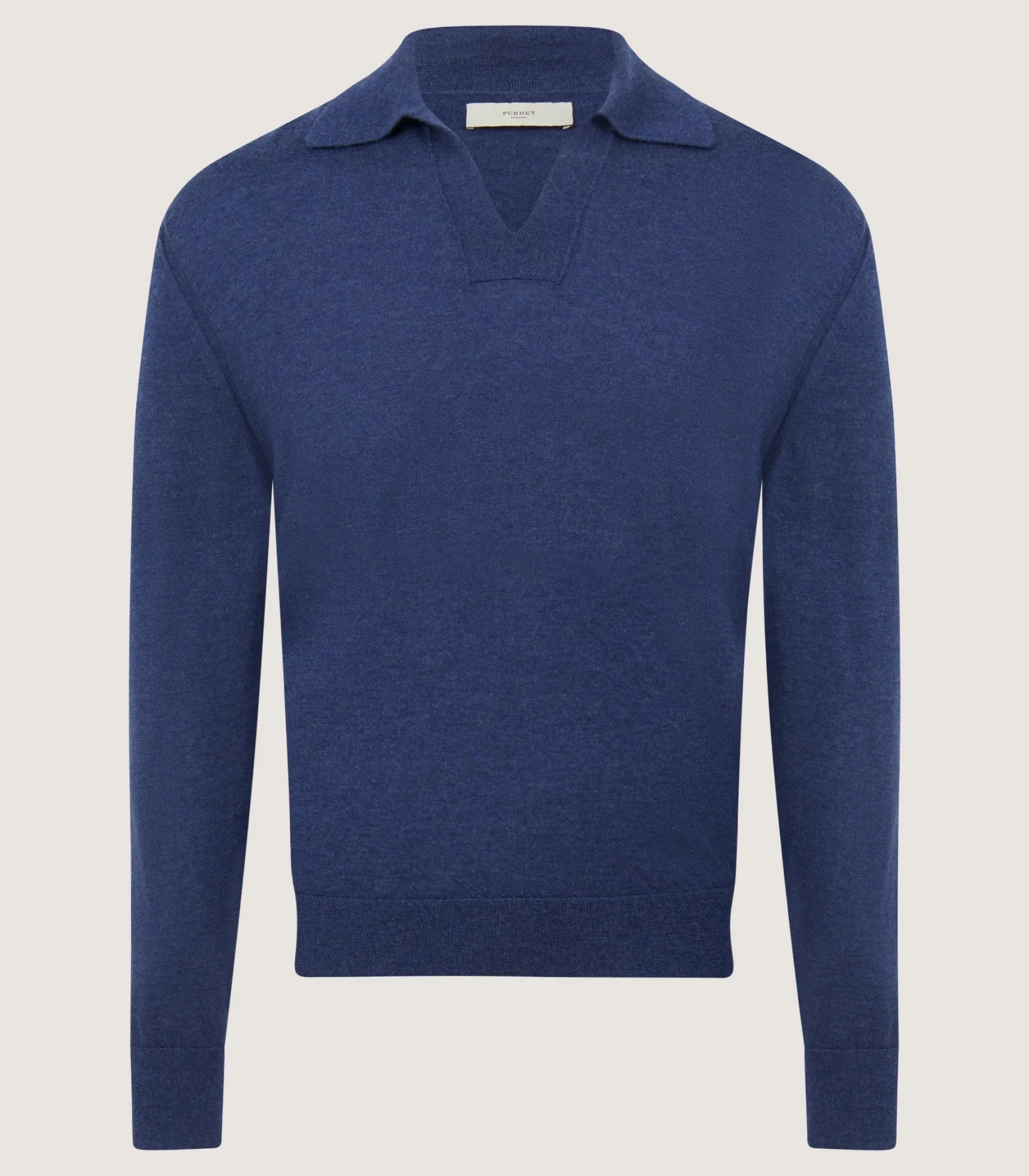 Purdey Men's Cashmere Duke Polo in Canvas Blue