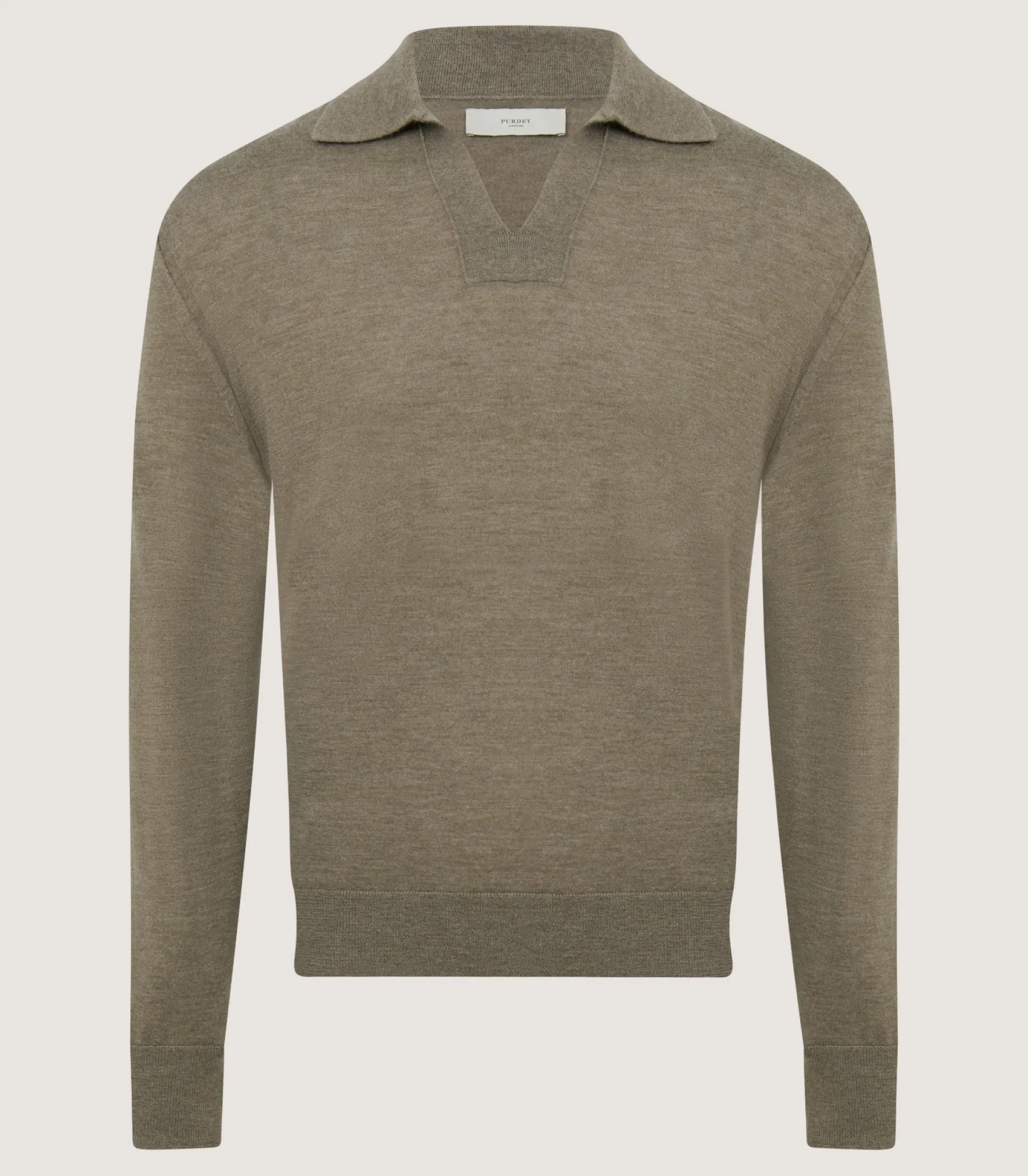 Purdey Men's Cashmere Duke Polo in Taupe