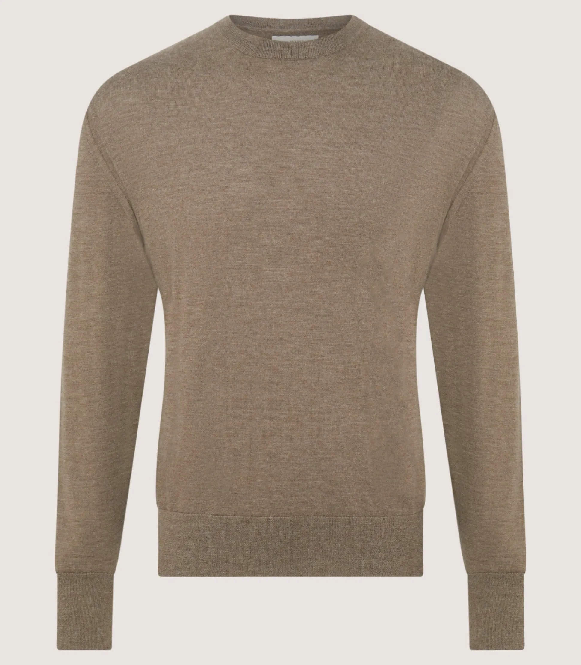 Purdey Men's Cashmere Seamless Crew Neck in Taupe