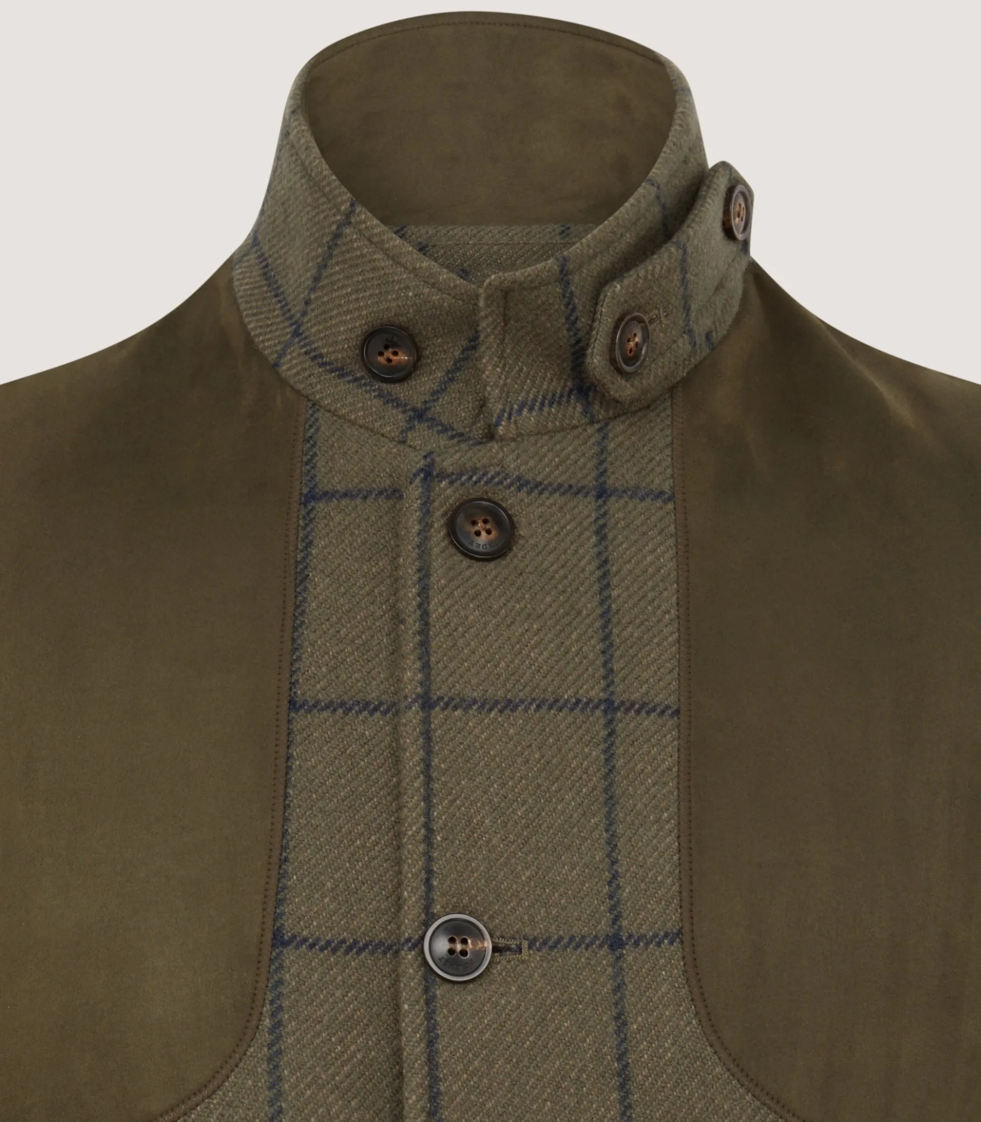 Purdey Men's Cashmere Tweed High Collar Sporting Vest in Rannoch
