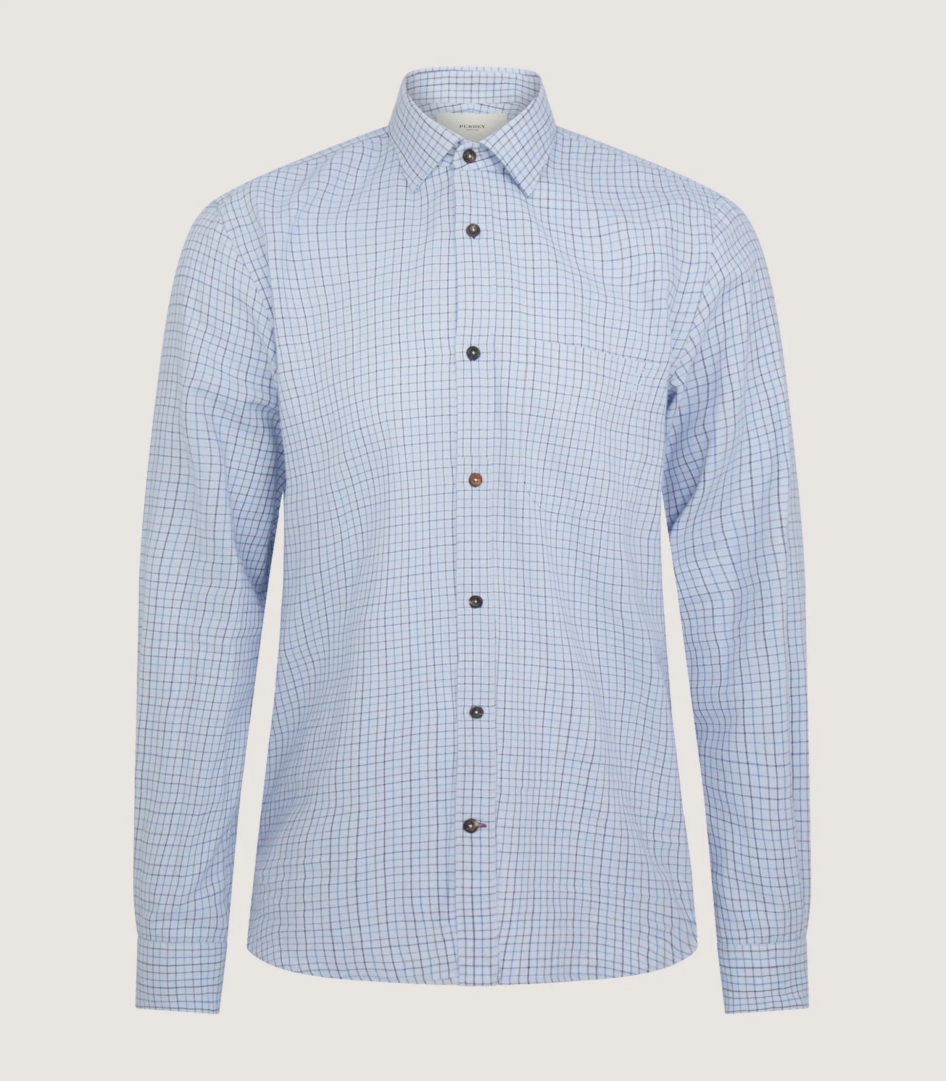 Purdey Men's Cotton Cashmere Sporting Shirt In Loch Blue