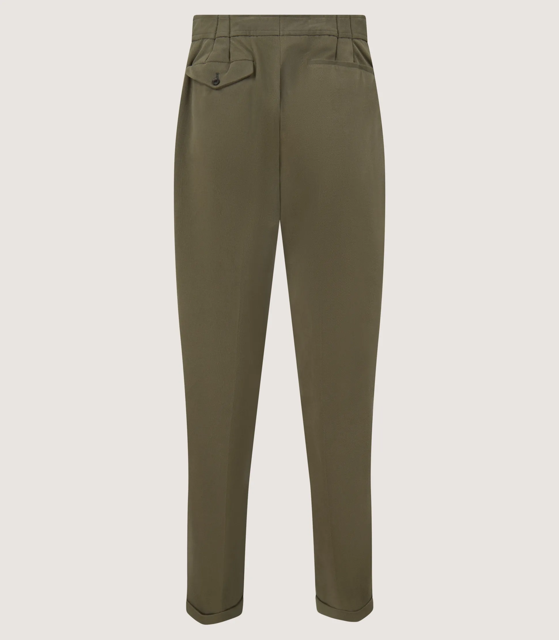 Purdey Men's Dark Olive Cotton Dart Front Trousers