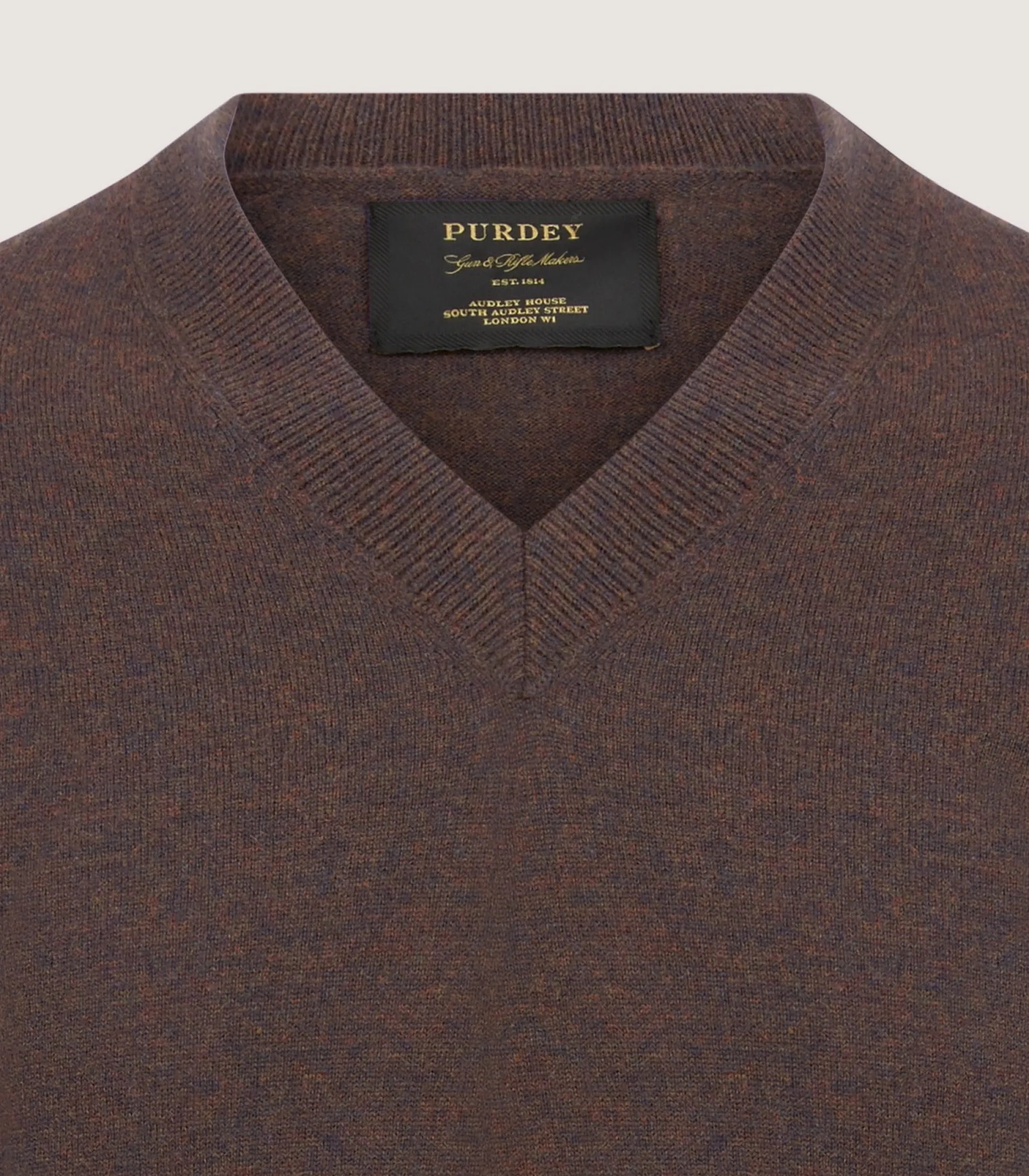 Purdey Men's Ensay British Outdoor V Neck Jumper in Oak