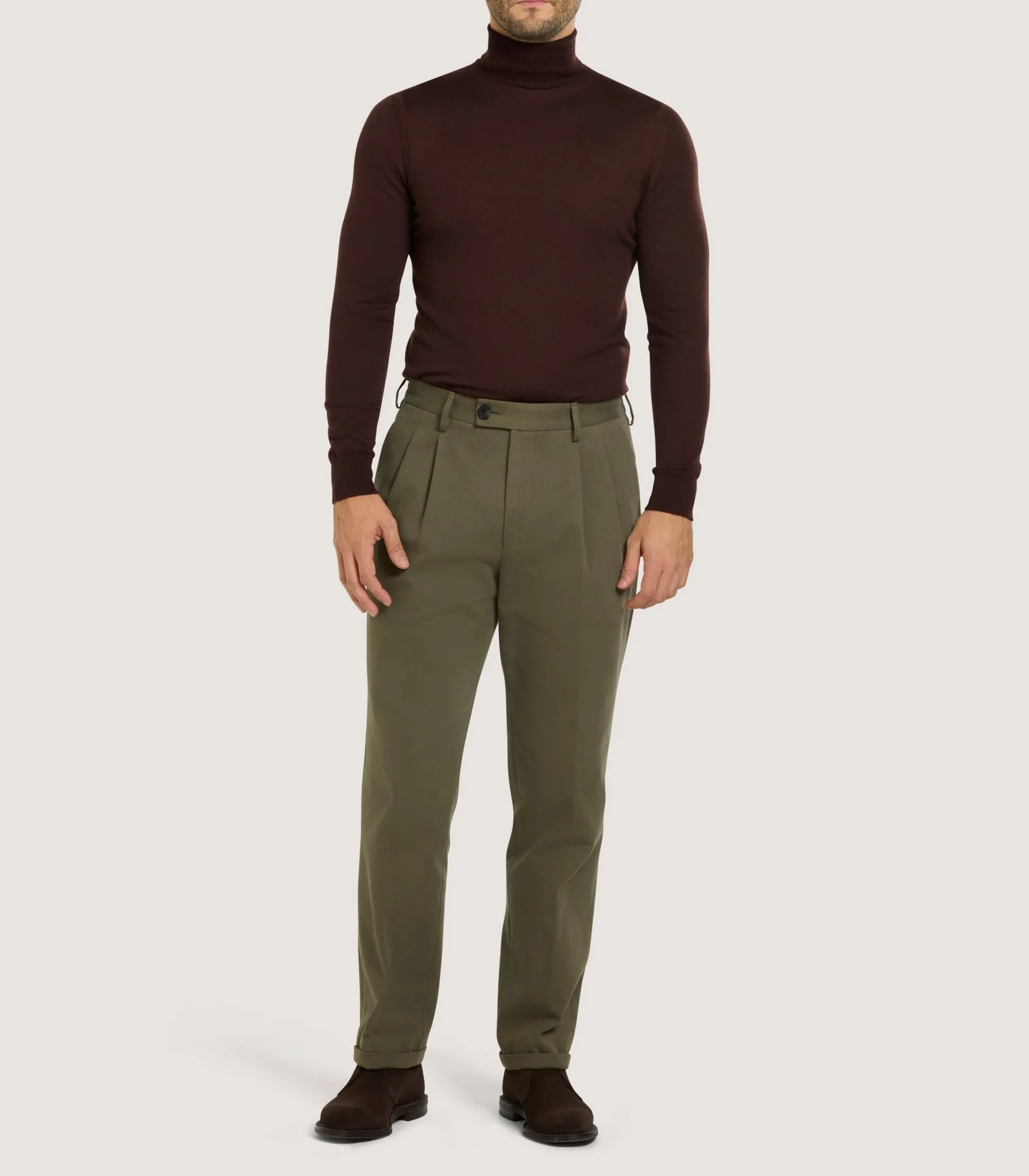 Purdey Men's Extra Fine Worsted Cashmere Seamless Turtleneck In Dark Umber