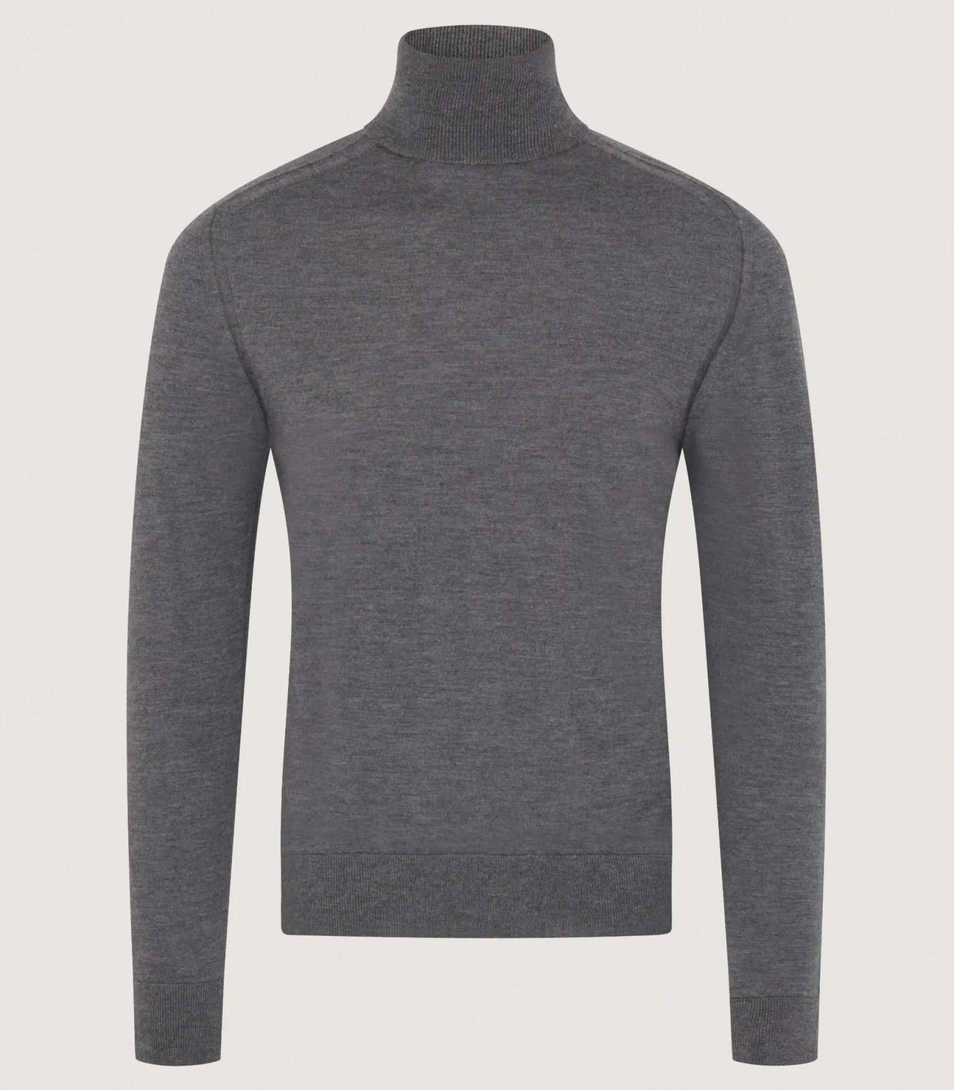 Purdey Men's Extra Fine Worsted Cashmere Seamless Turtleneck In Flannel Grey