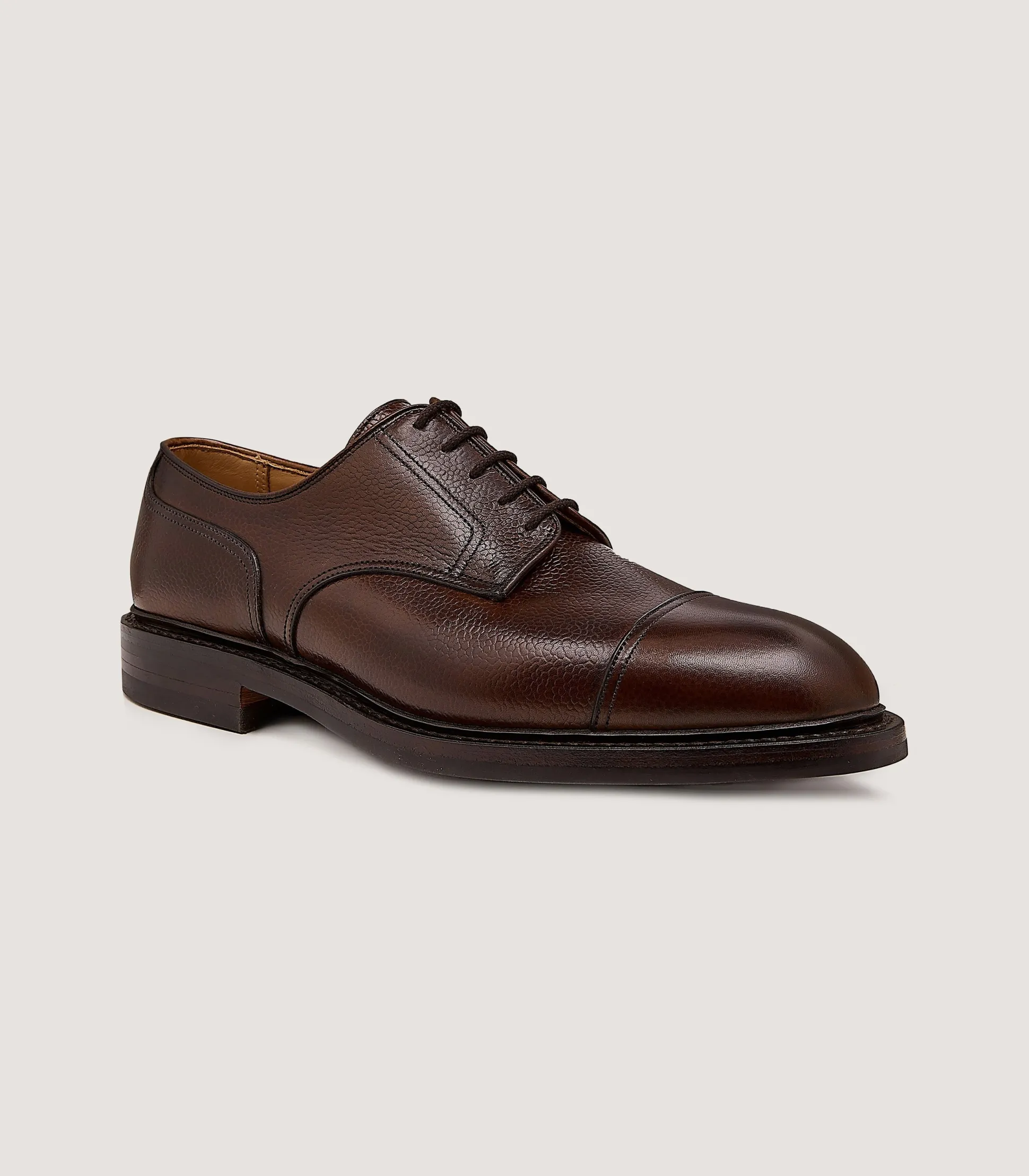 Purdey Men's Grain Leather Shoe In Dark Brown