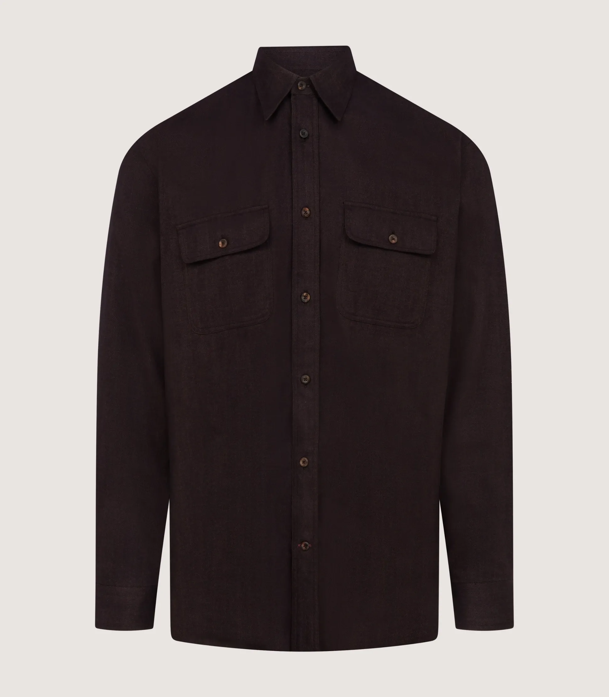 Purdey Men's Herringbone Double Pocket Shirt In Walnut