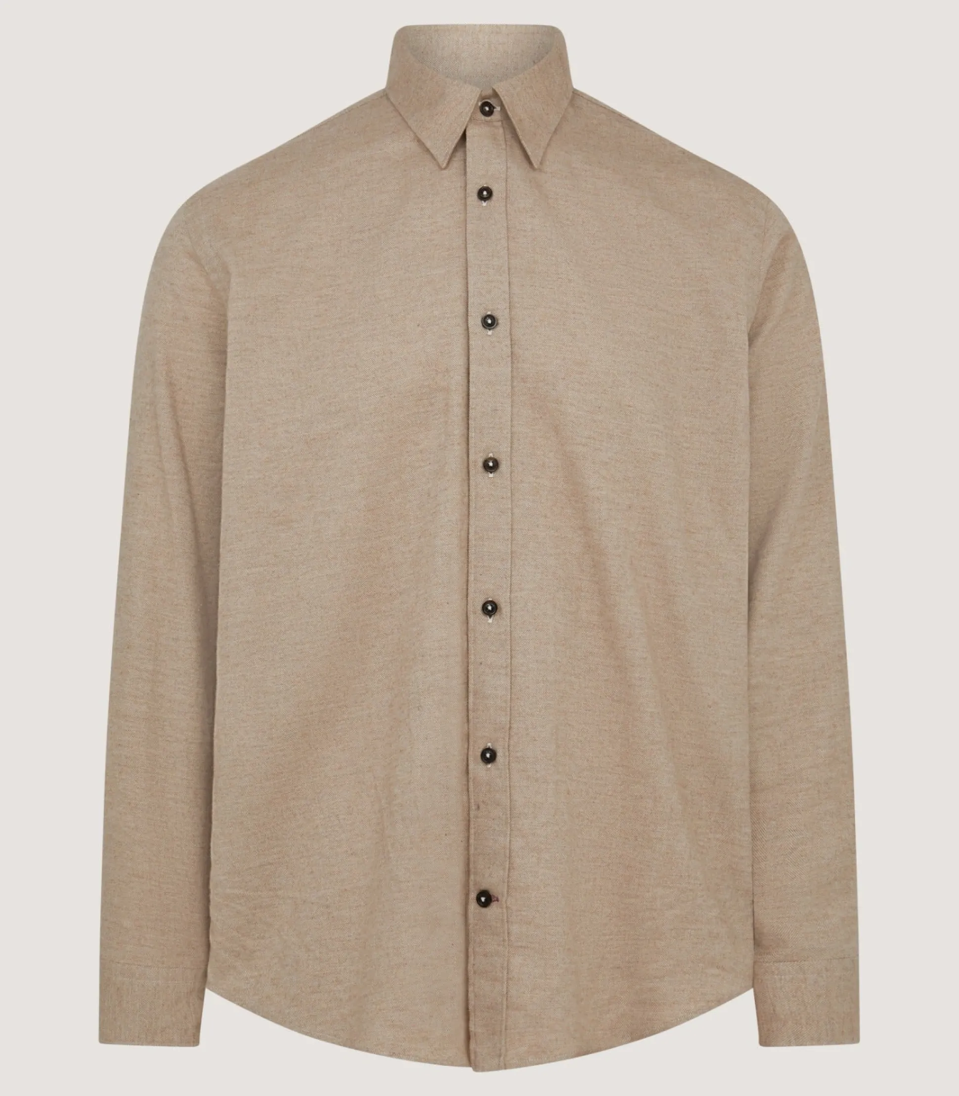 Purdey Men's Herringbone Flannel Shirt in Pale Camel