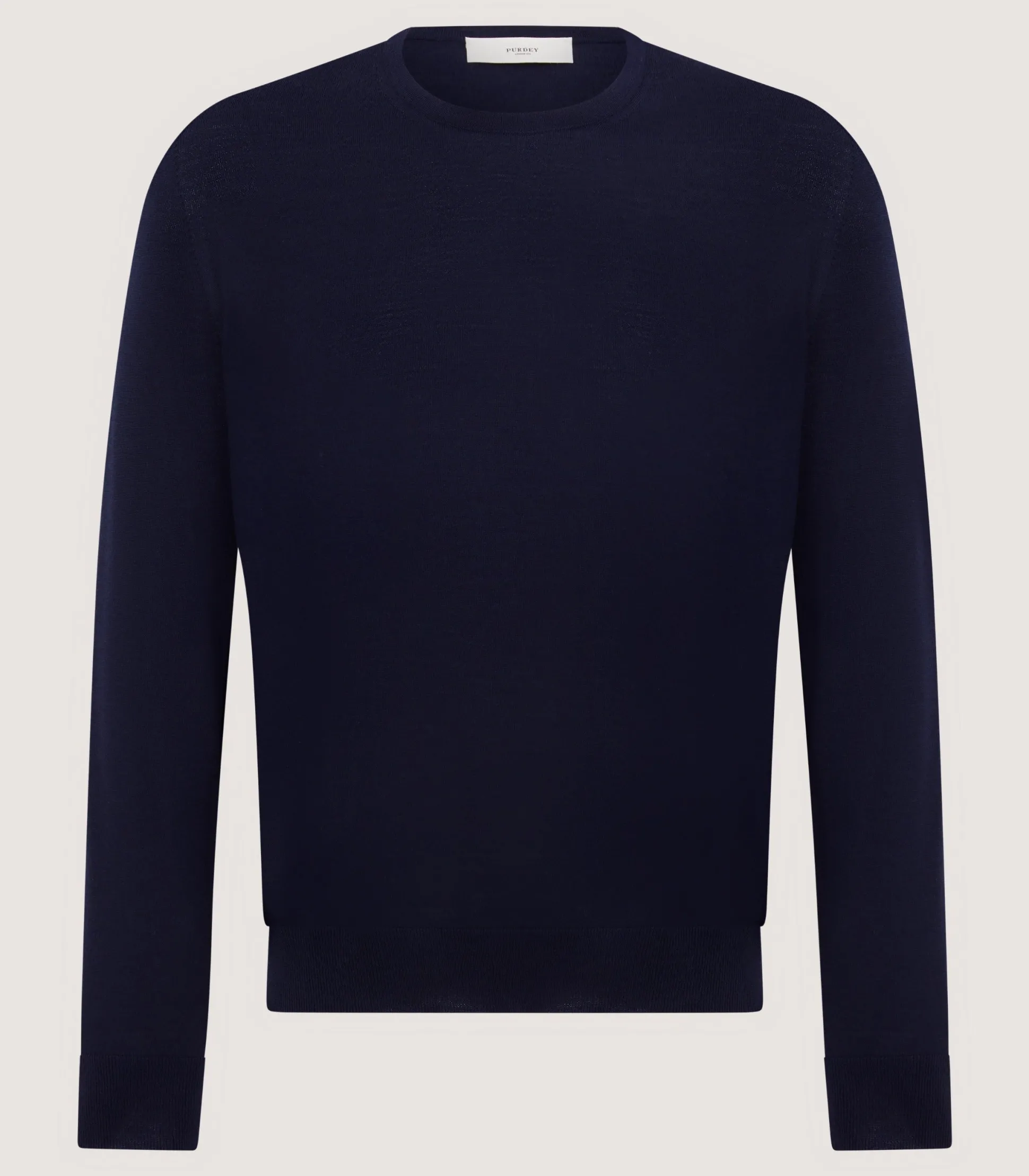 Purdey Men's Lightweight Travel Merino Crew Neck in Midnight