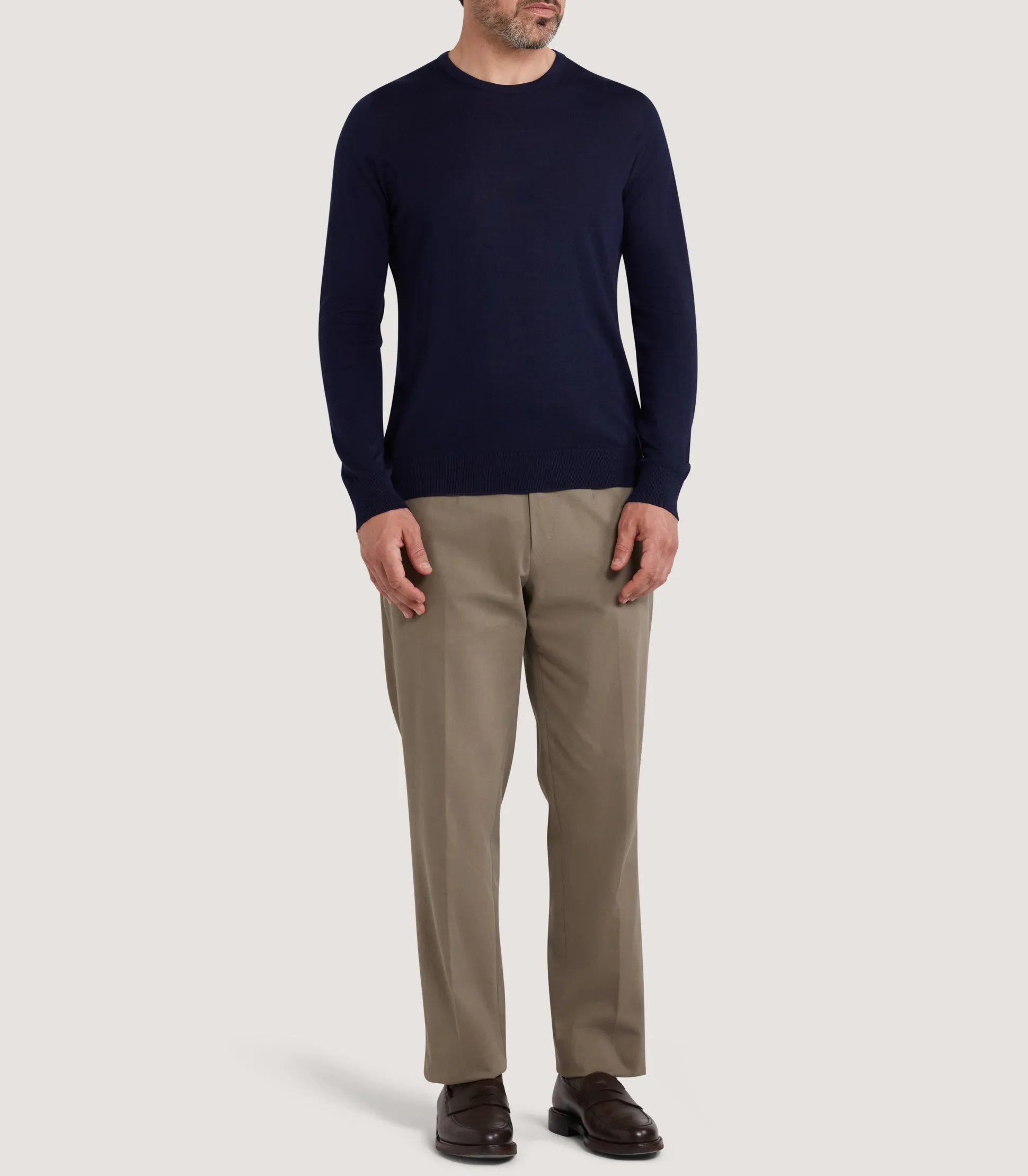 Purdey Men's Lightweight Travel Merino Crew Neck in Midnight