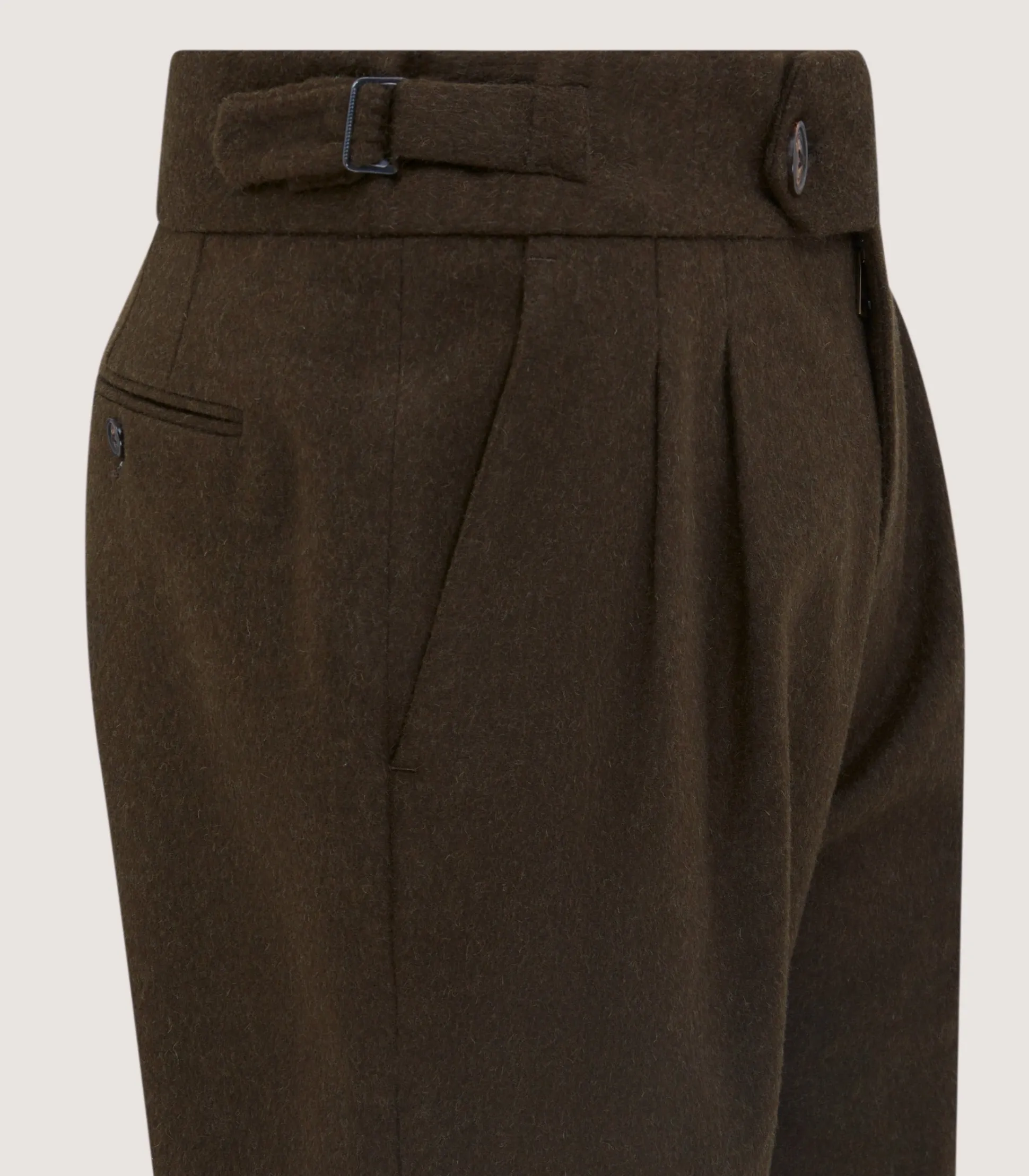 Purdey Men's Loden Two Pleat Breek with Storm Cuff in Loden