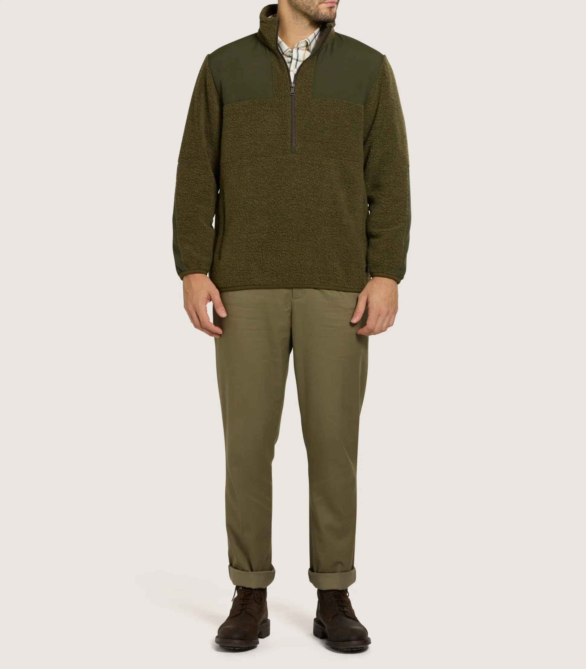 Women Purdey Men's Merino Lux Half Zip Sporting Fleece In Lichen