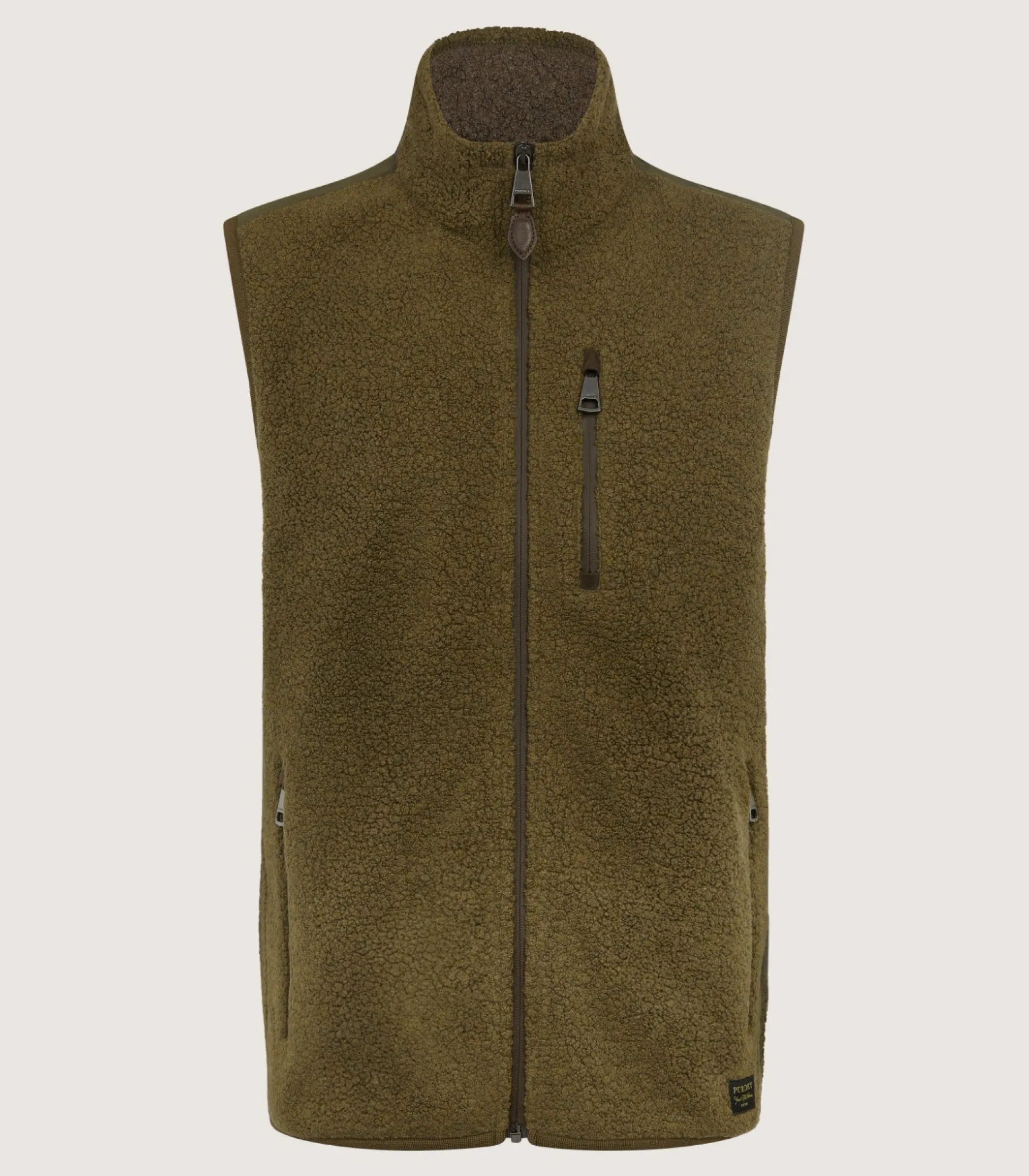 Purdey Men's Merino Fleece Gilet In Lichen