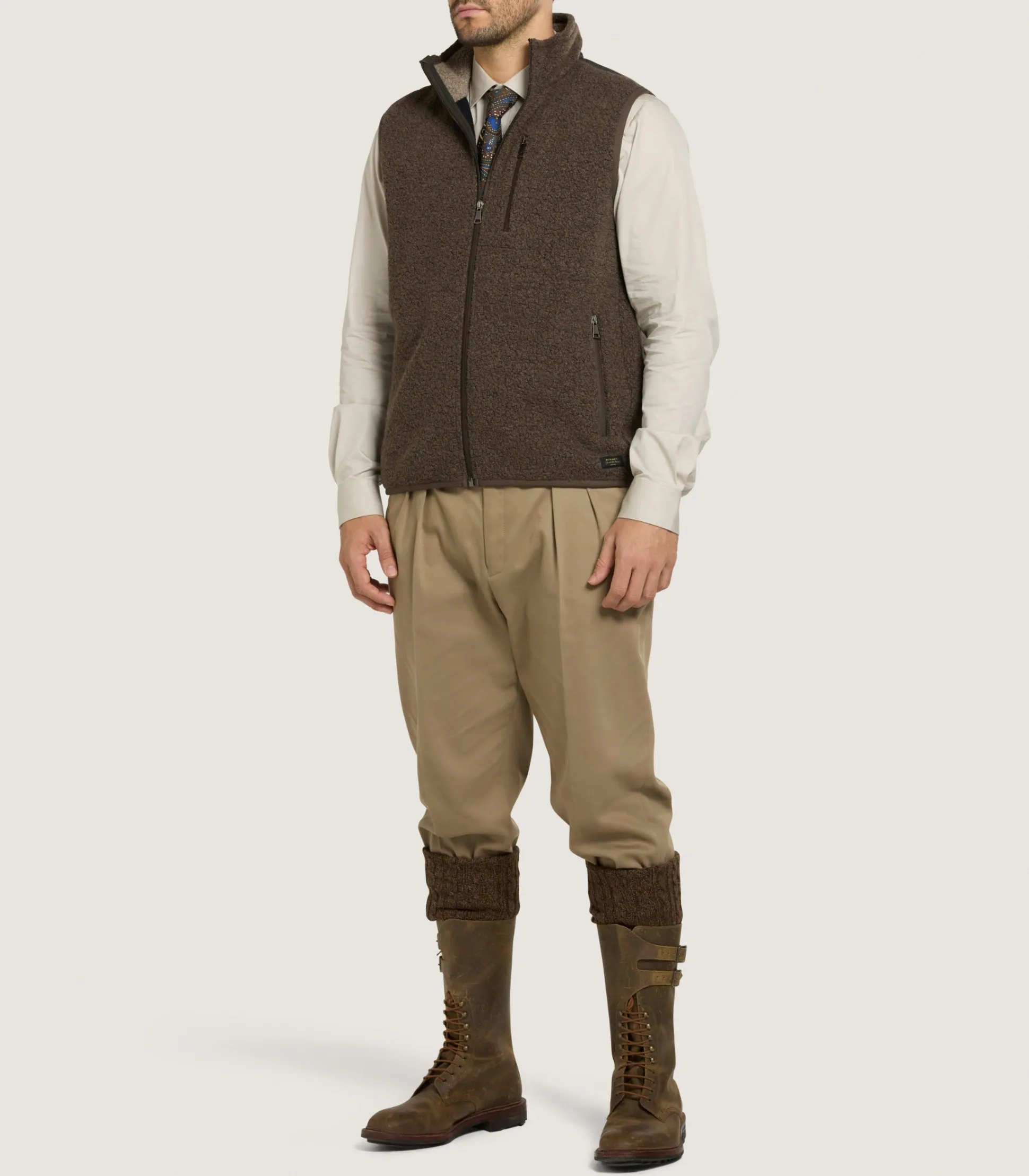 Purdey Men's Merino Fleece Gilet In Walnut