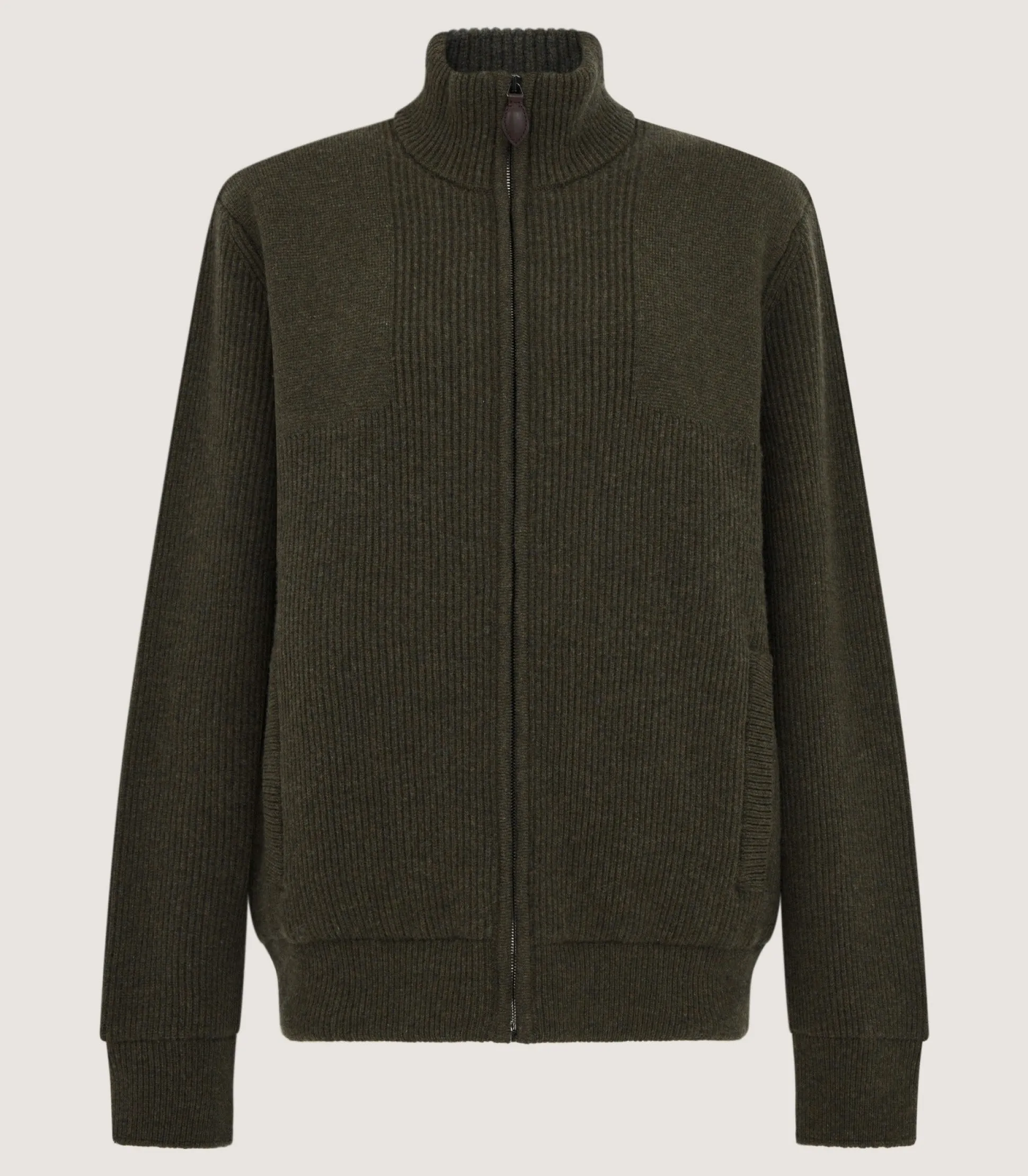 Purdey Men's Orkney Zip Front Cardigan in Loden