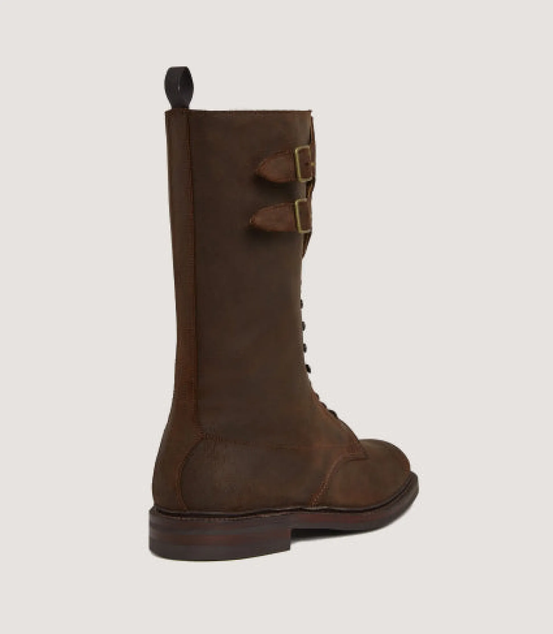 Purdey Men's Rough Out Nubuck Twin Strap Boot With Ridgeway Sole In Dark Brown