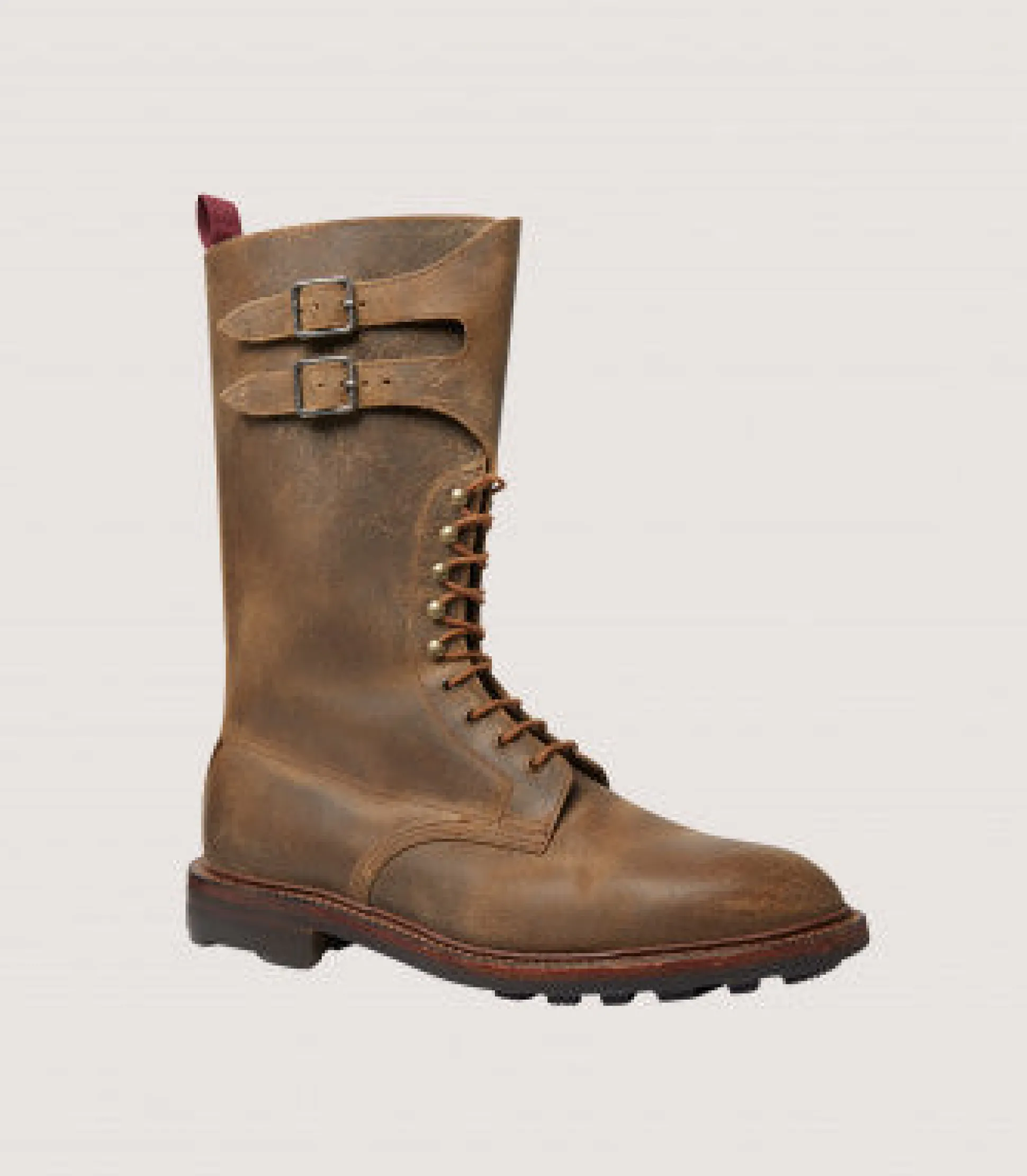 Purdey Men's Rough Out Nubuck Twin Strap Boot With Ridgeway Sole In Tan