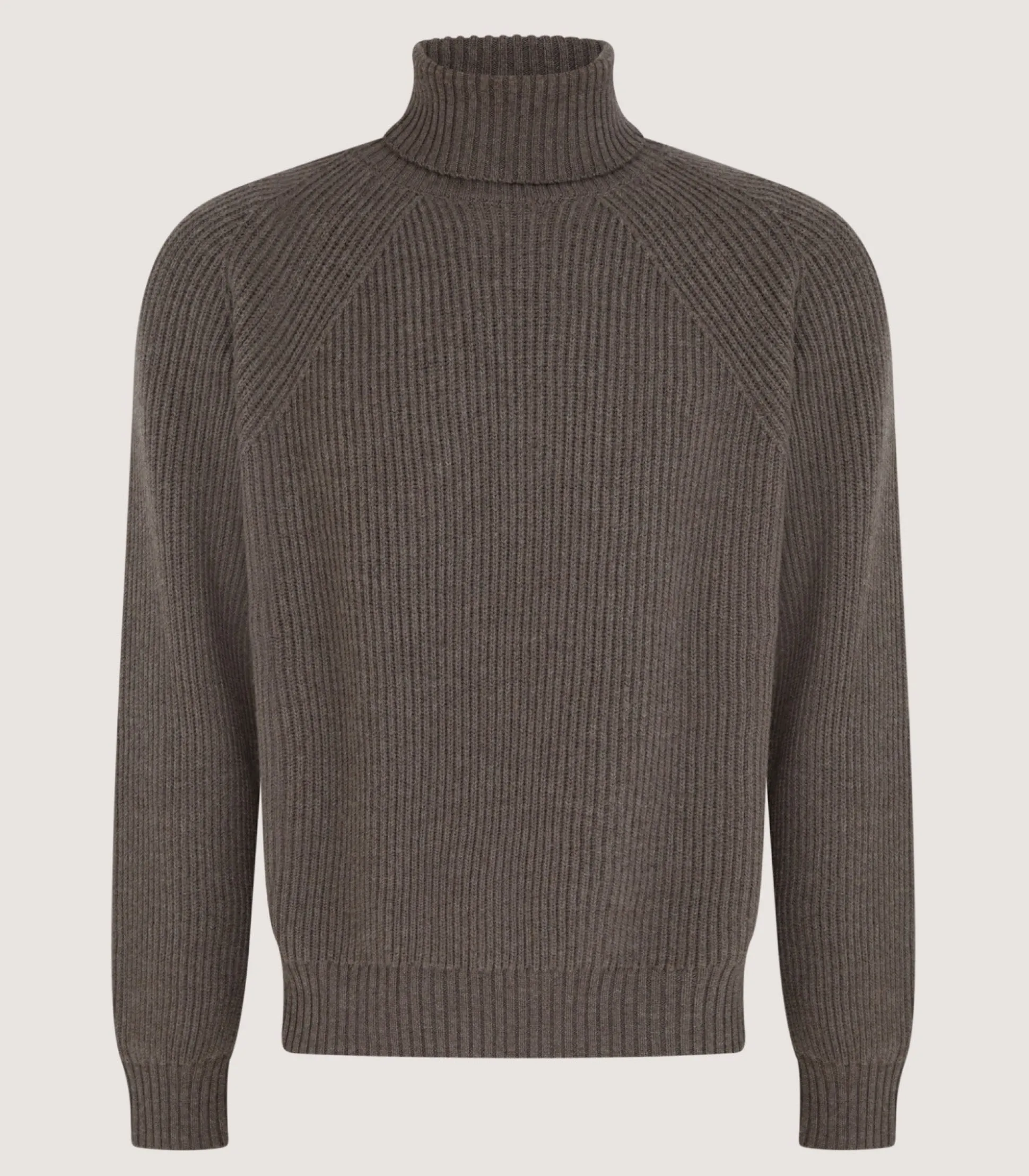 Purdey Men's St Ives Fisherman Rib Jumper in Taupe