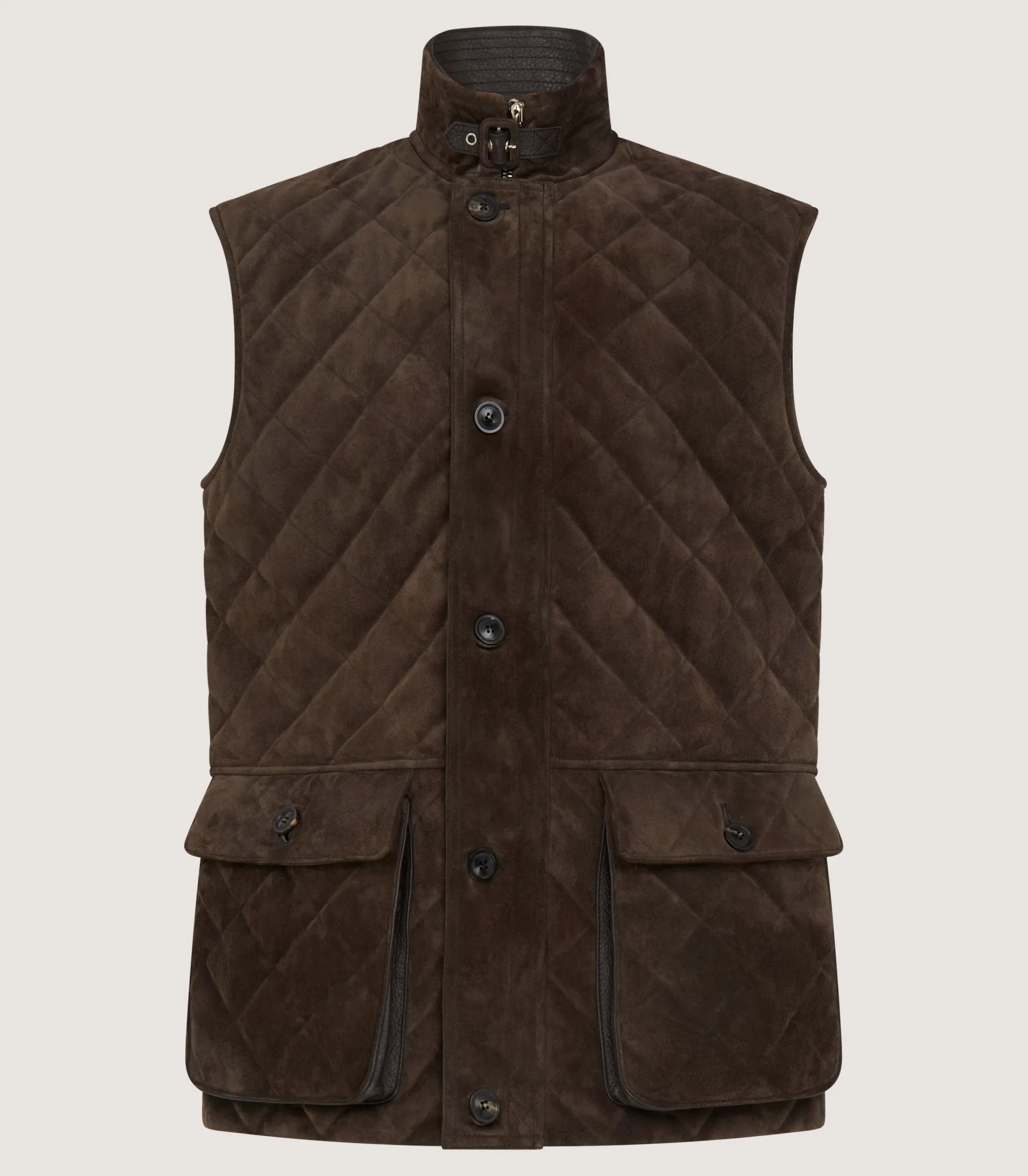 Purdey Men's Suede Padded Gilet in Walnut