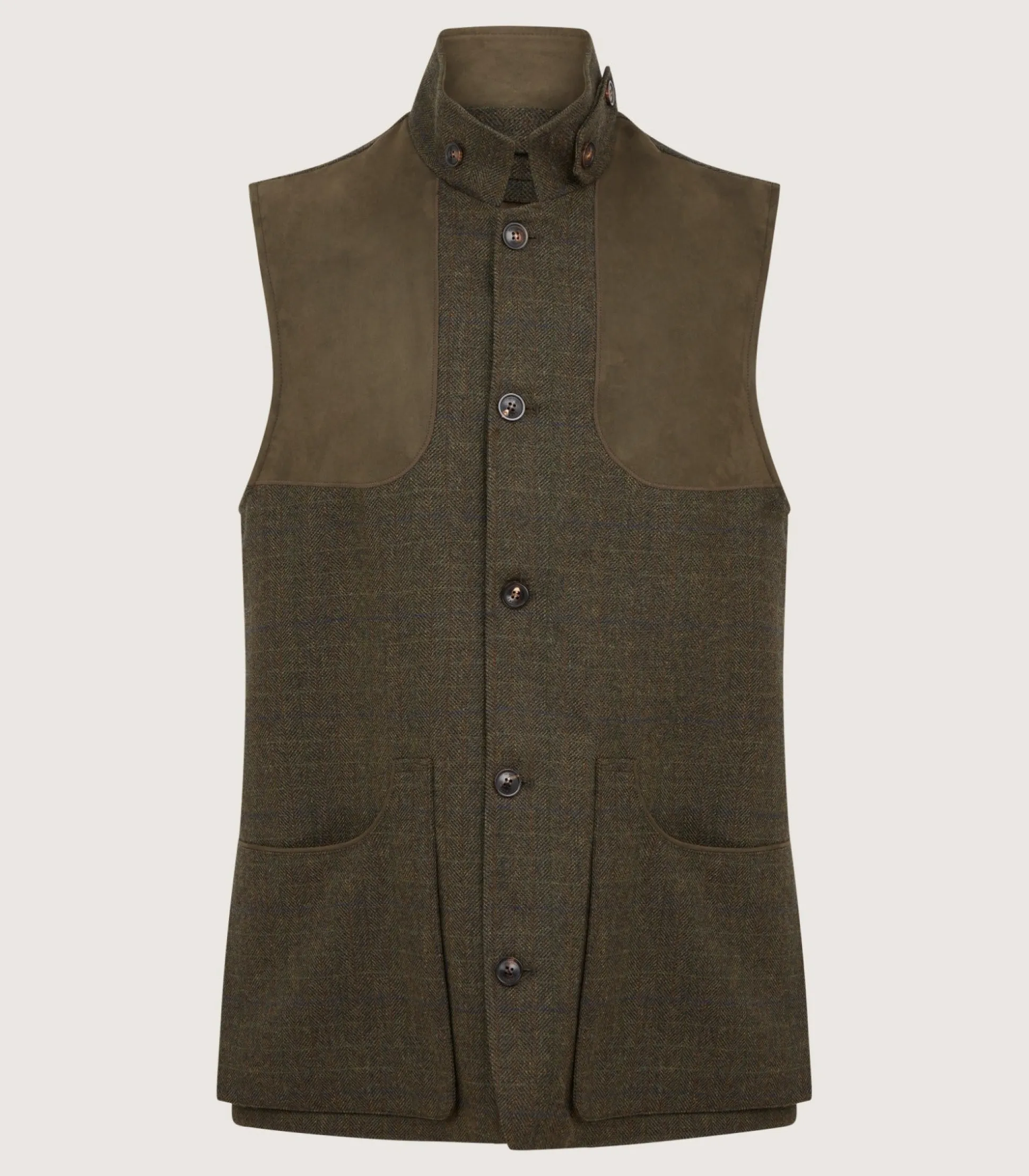 Purdey Men's Technical Tweed High Collar Sporting Vest In Strathbeg