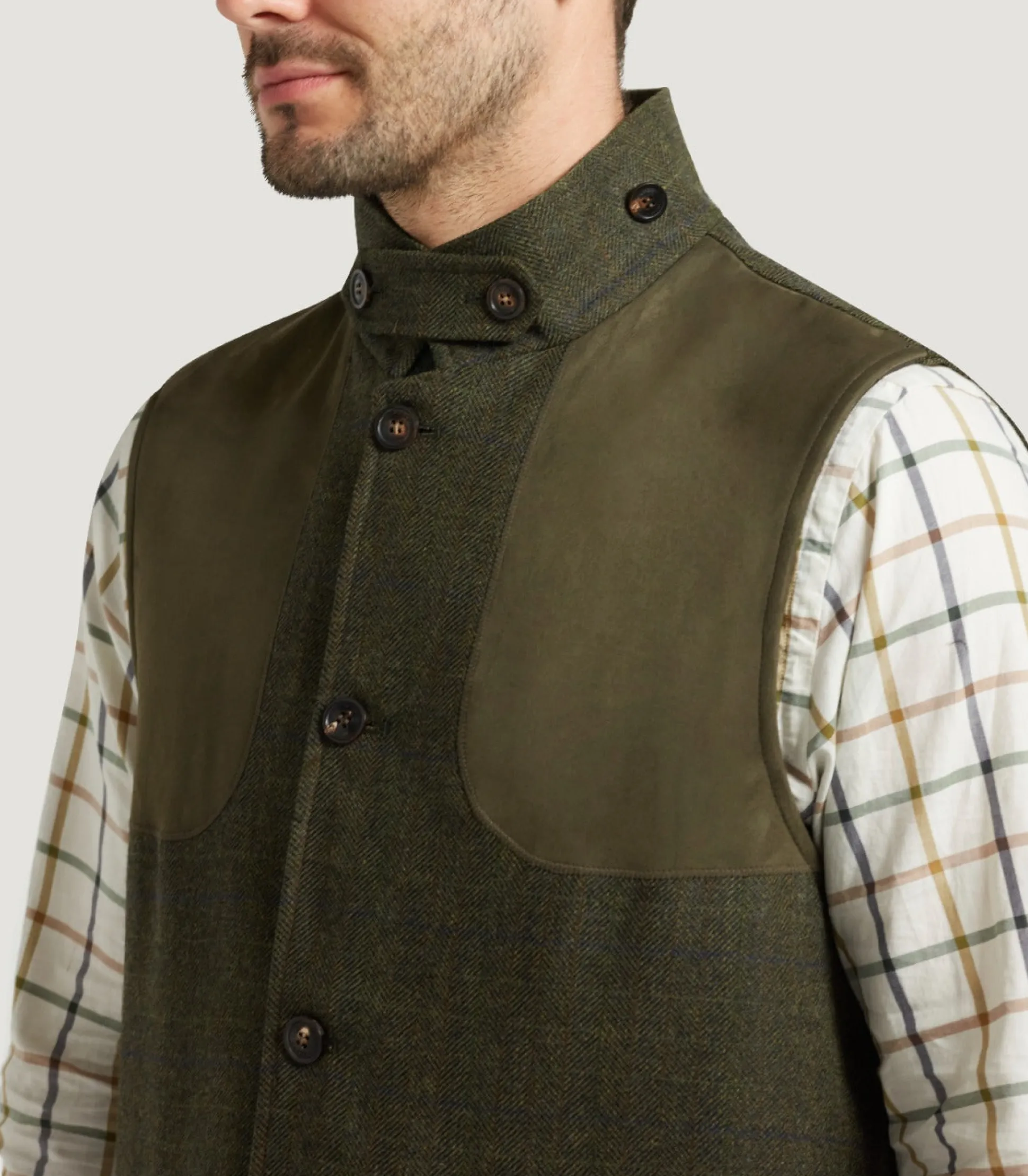Purdey Men's Technical Tweed High Collar Sporting Vest In Strathbeg