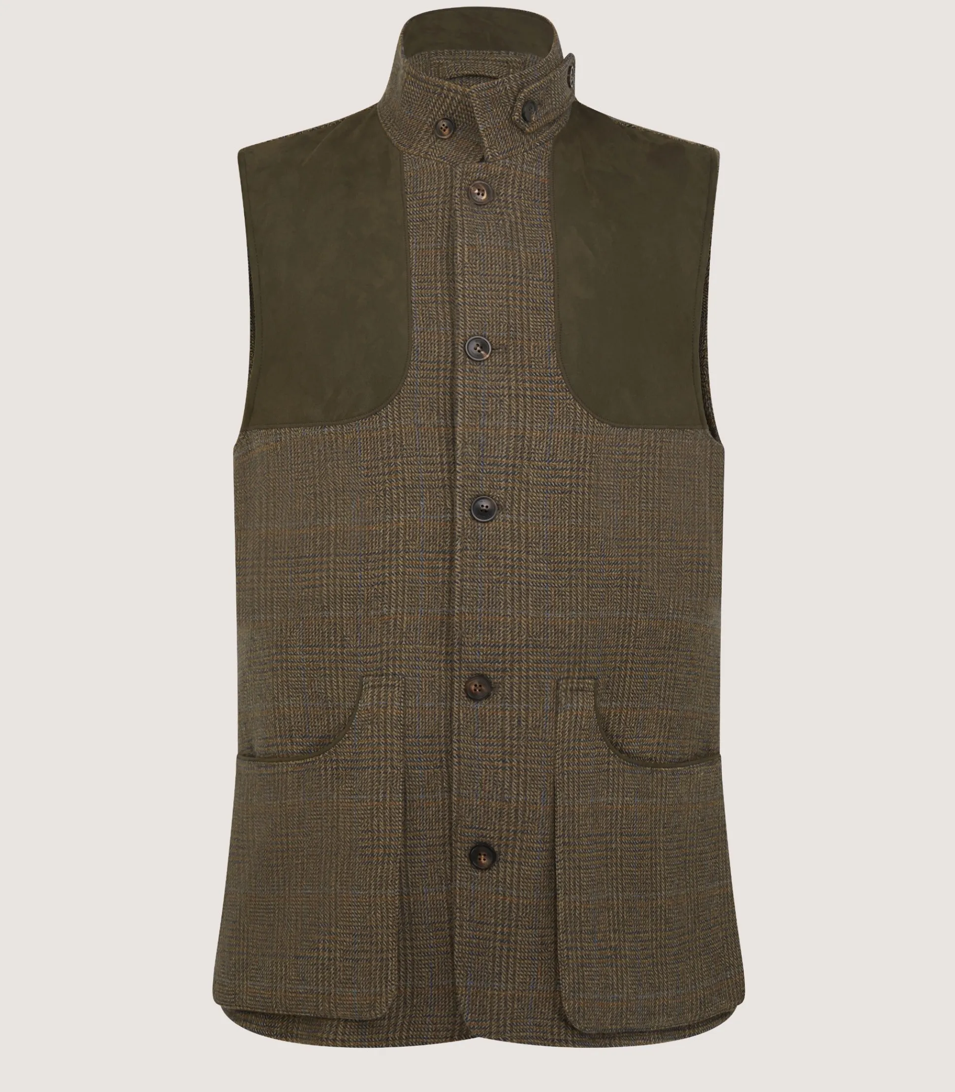 Purdey Men's Tweed High Collar Sporting Vest In Morlich
