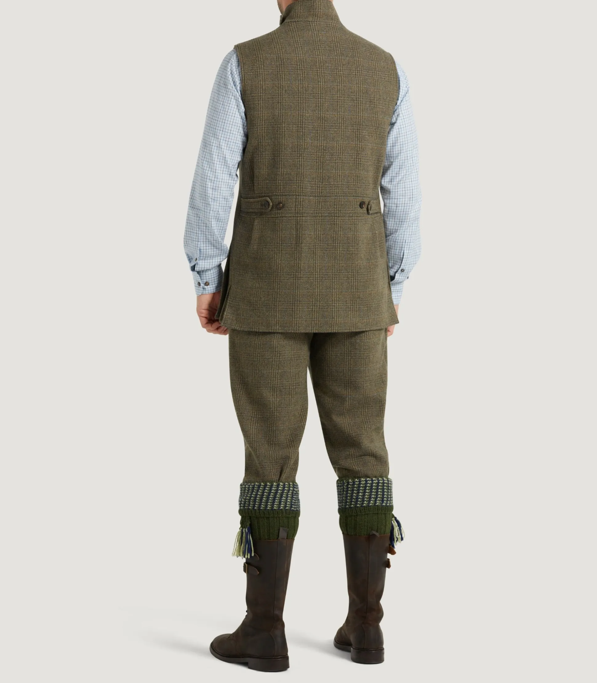 Purdey Men's Tweed High Collar Sporting Vest In Morlich