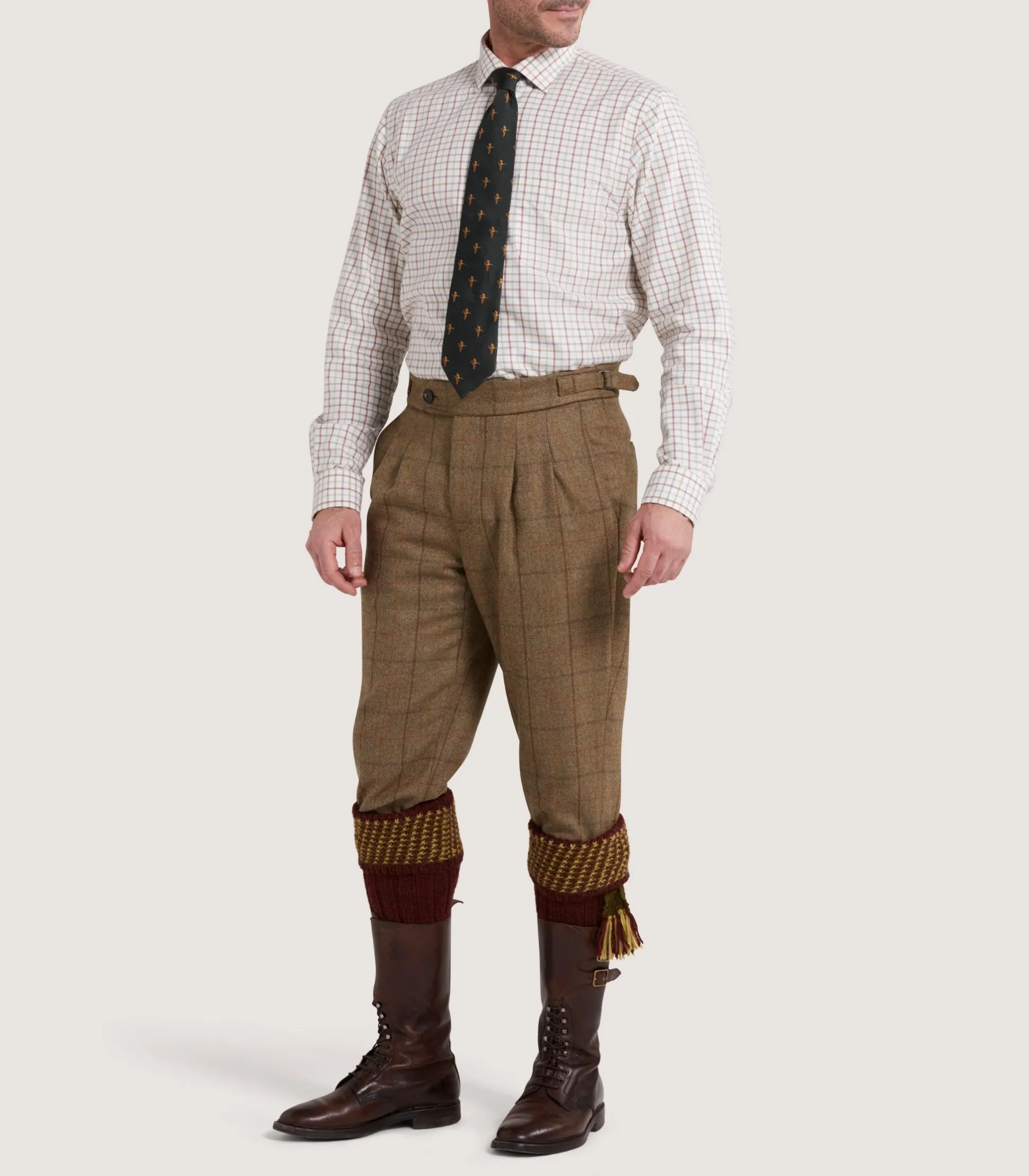 Purdey Men's Tweed Two Pleat Breek with Storm Cuff in Morar
