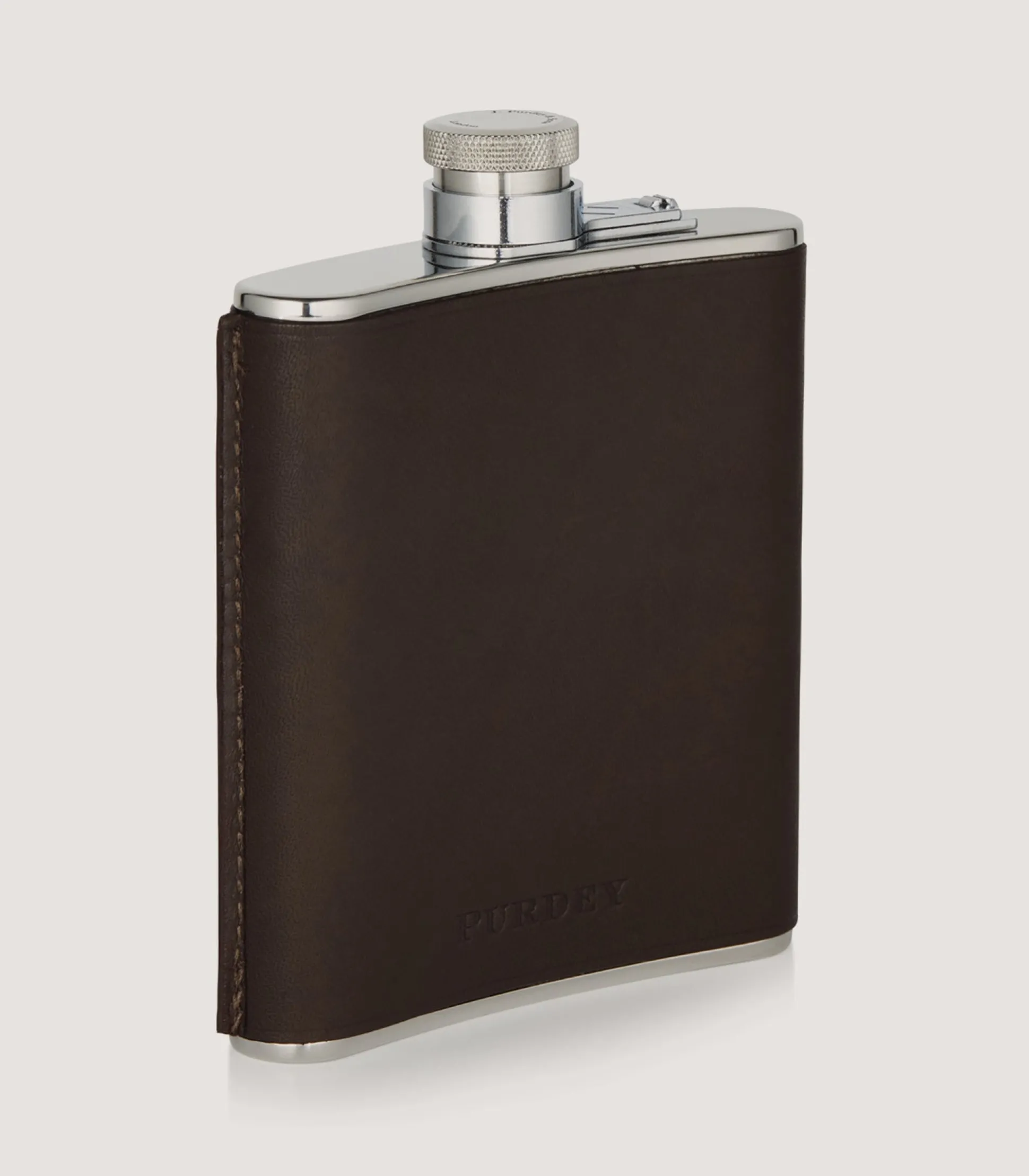 Purdey 6oz Leather Flask In Dark Brown