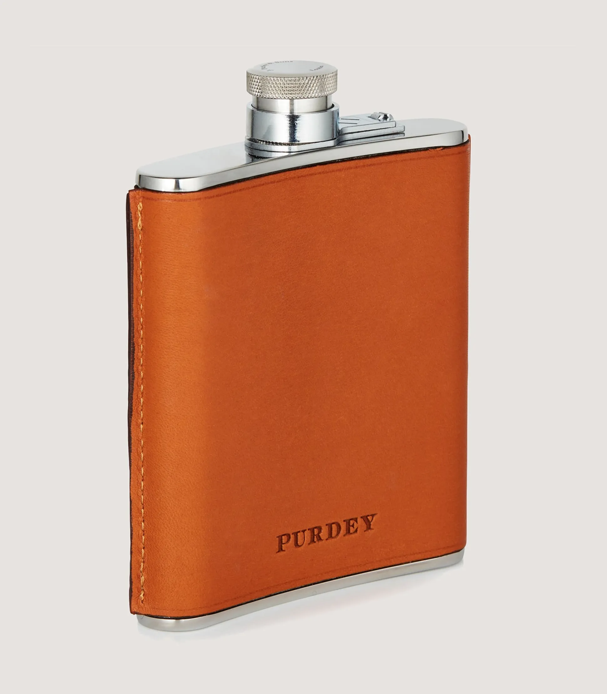 Purdey 6oz Leather Flask In Tan