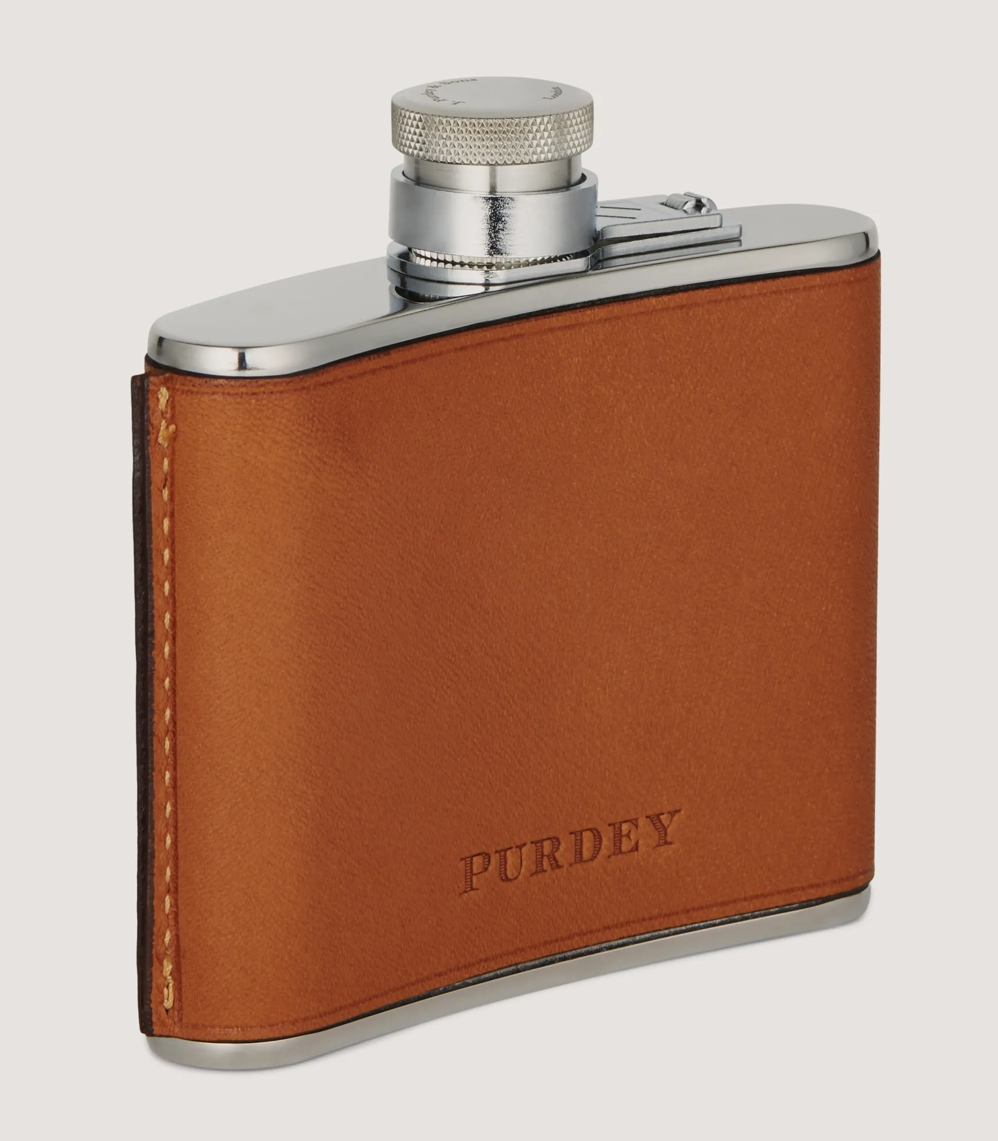 Purdey 4oz Leather Flask In Tan