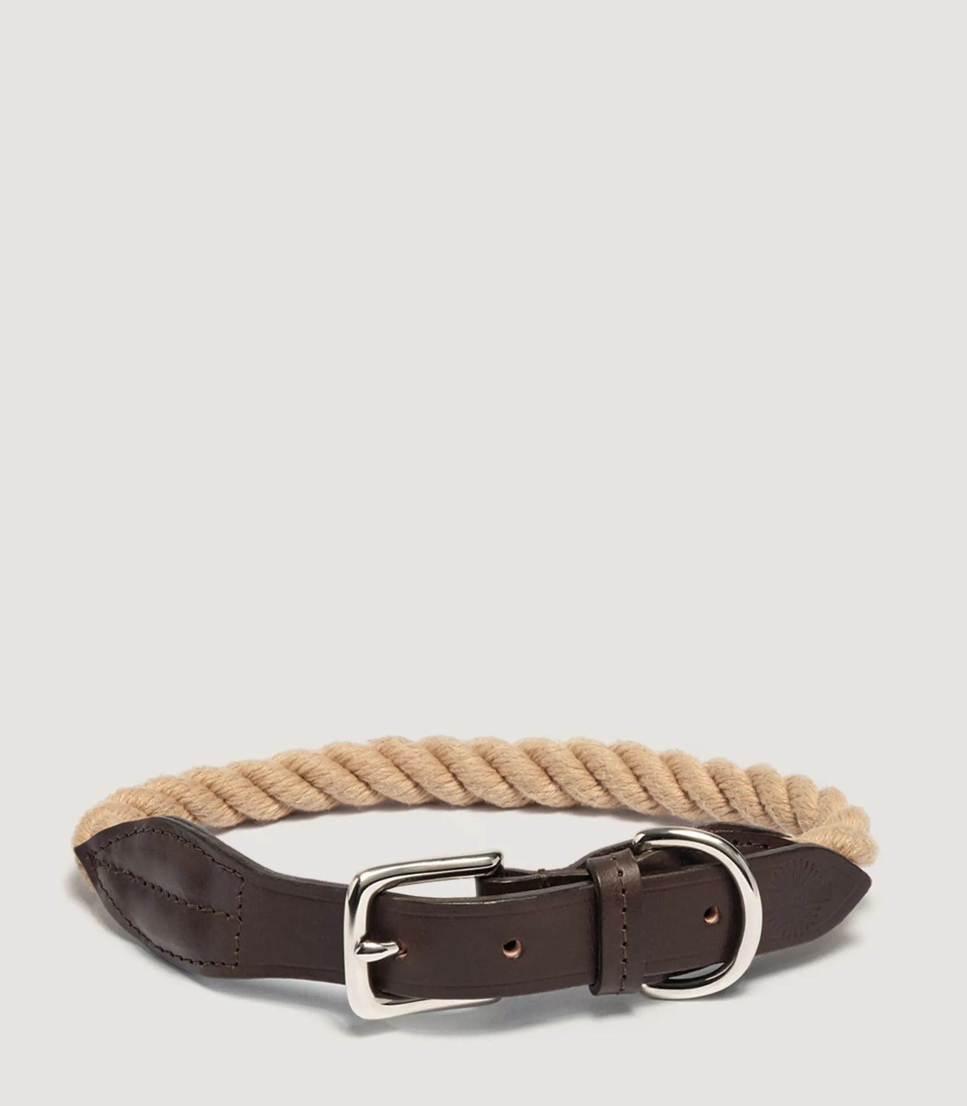 Purdey Rope & Leather Dog Collar In Natural