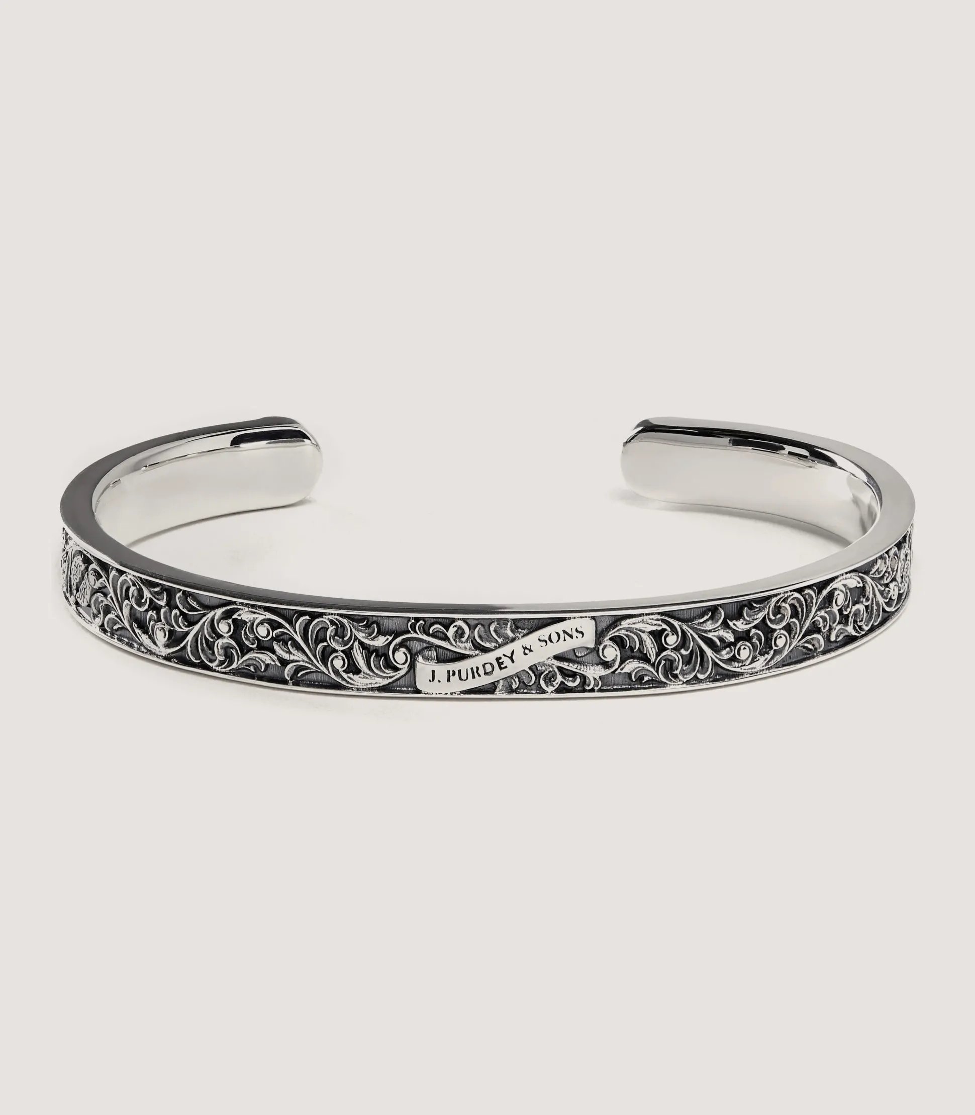 Purdey Scroll Engraved Silver Cuff In Silver