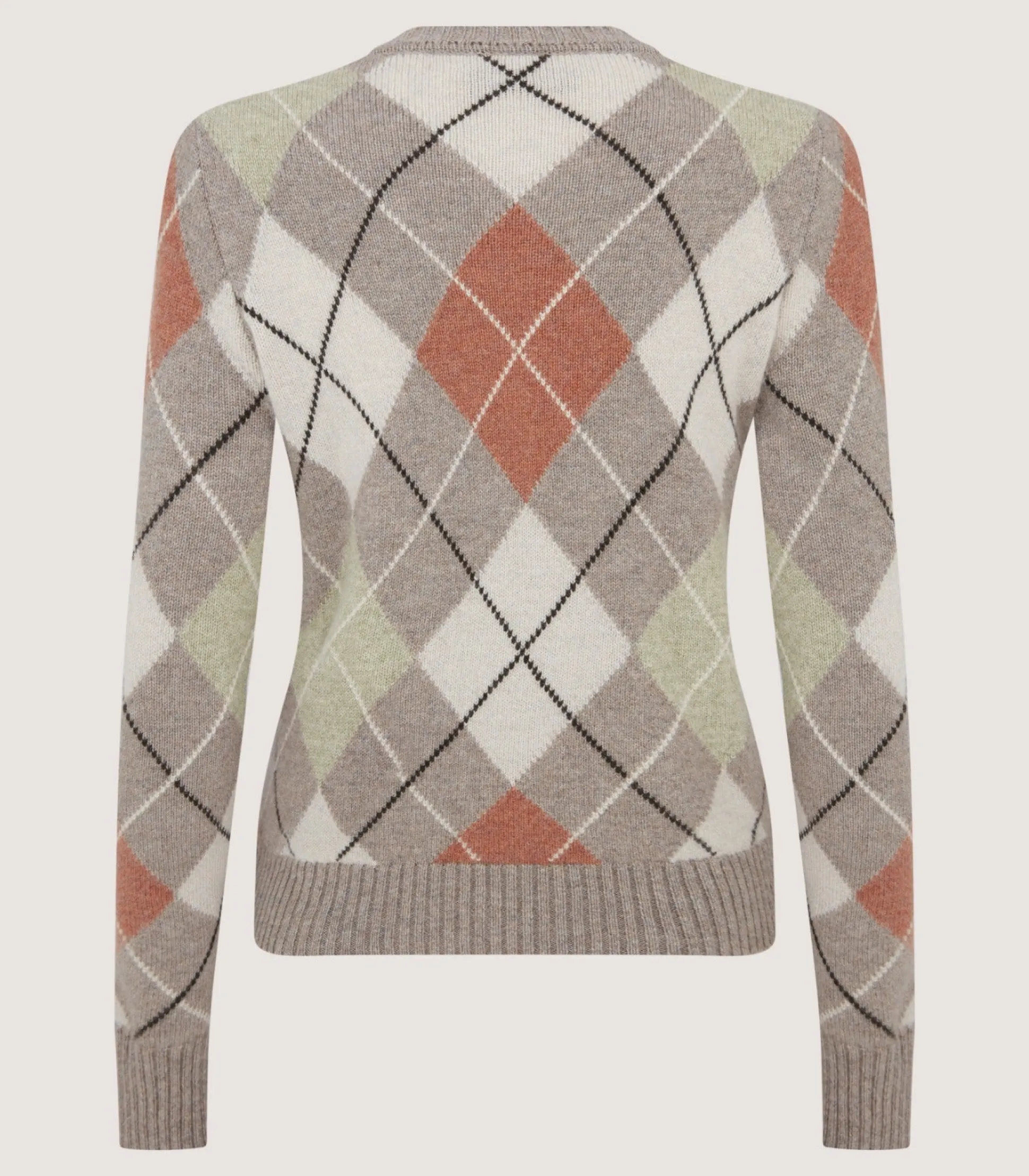 Women Purdey Women's Cashmere Argyle Crew Neck Sweater in Flint