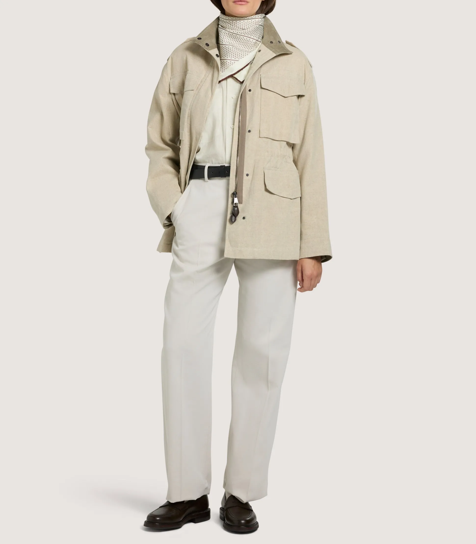 Women Purdey Women's Cotton Linen Field Jacket in Pale Stone