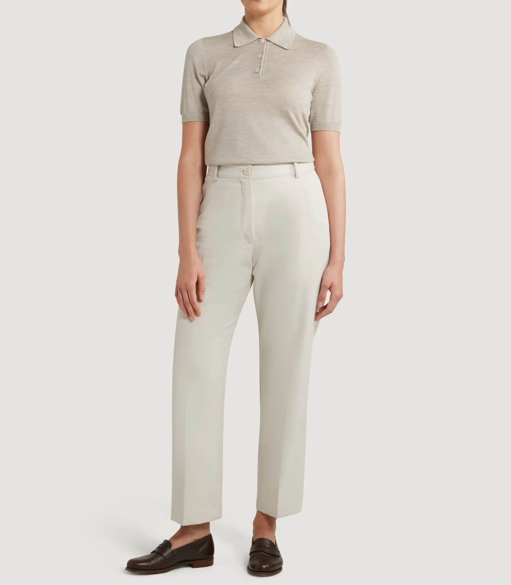 Women Purdey Women's Cotton Wool Flat Front Trouser in Pale Stone