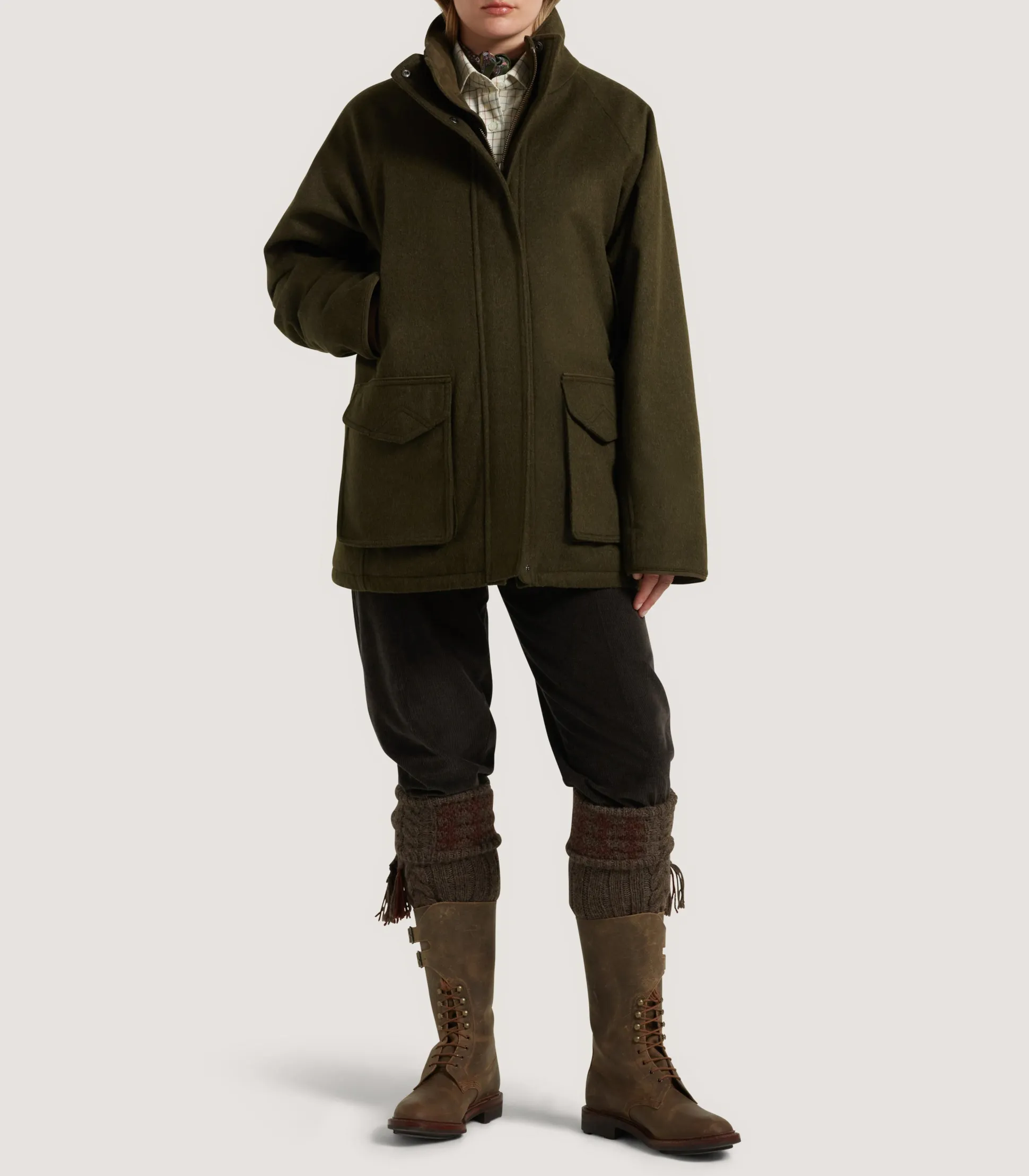 Women Purdey Women's Loden Raglan Field Coat in Loden