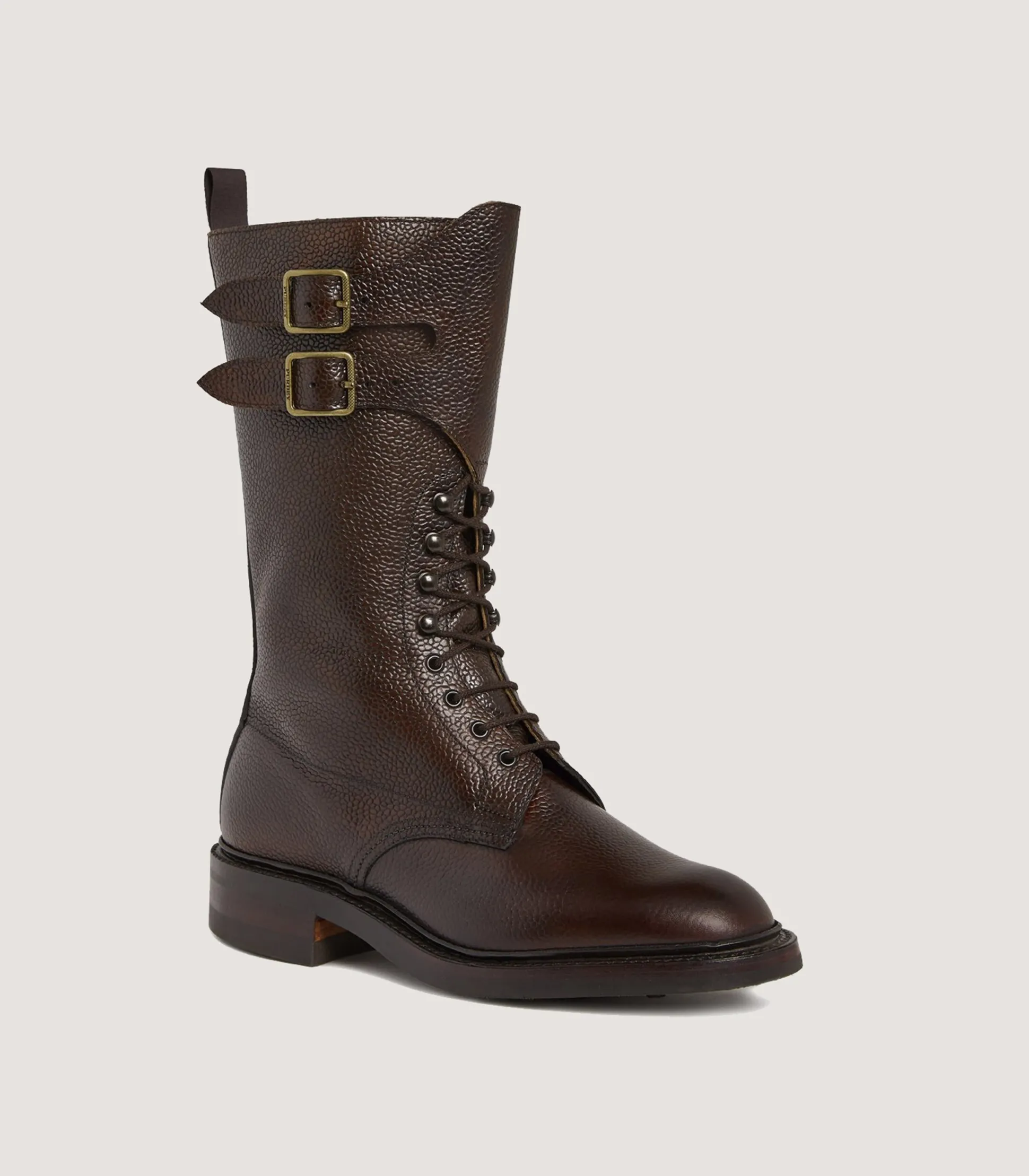 Women Purdey Women's Ridgeway Grain Leather Twin Strap Boot In Dark Brown